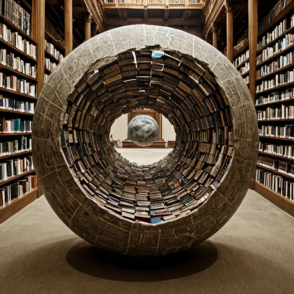 A single, selfreflecting sphere of compressed stillness, shaped like a 27dimensional helix of inverted perception and unformed sight, floats at the center of a vast, inverted library of solidified thoughteach book bound from the petrified concentration of a civilization that measured knowledge not by information, but by the duration of synchronized, breathless focus held just before the first question was ever permitted to form in a world where curiosity was not forbidden, but never required. The sphere does not refractit unsees, each rotating layer shedding a fragment of cognitive potential that never coalesced into a shared understanding, reforming into ephemeral, quartzthreaded afterimages shaped like the negative space between two eyes that never blinked