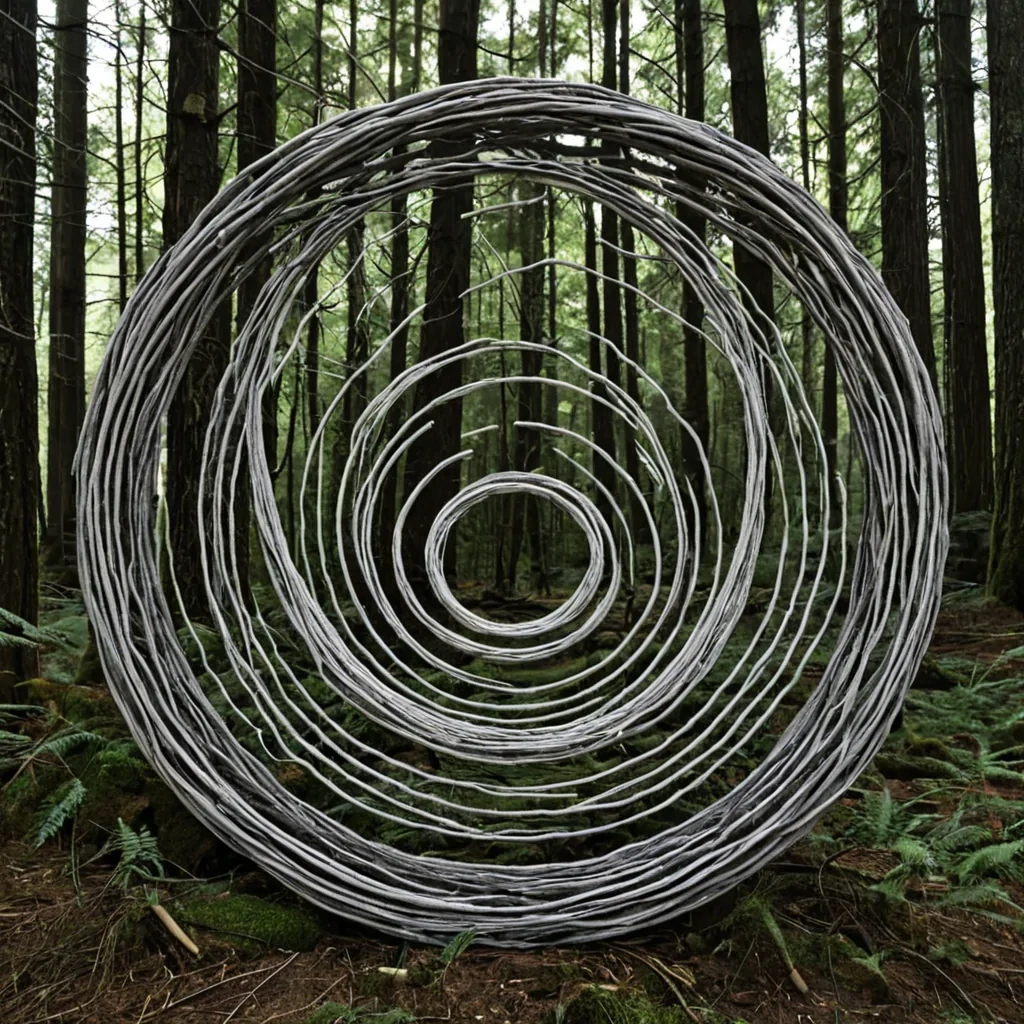 A single, selfilluminating knot of woven silence, shaped like a 7dimensional torus of inverted sound and unformed stillness, pulses at the center of a vast, inverted forest grown from the petrified breaths of a civilization that measured peace through the duration of synchronized, silent meditations held just before the first thought was ever allowed to form. The knot does not glowit unquiets, each twist unraveling a layer of vibrational potential that never coalesced into a shared calm, reforming into ephemeral, moonstonethreaded afterimages shaped like the negative space between two minds that never aligned in the same moment of mutual emptiness. The forest is not botanicalit is a stratified expanse of