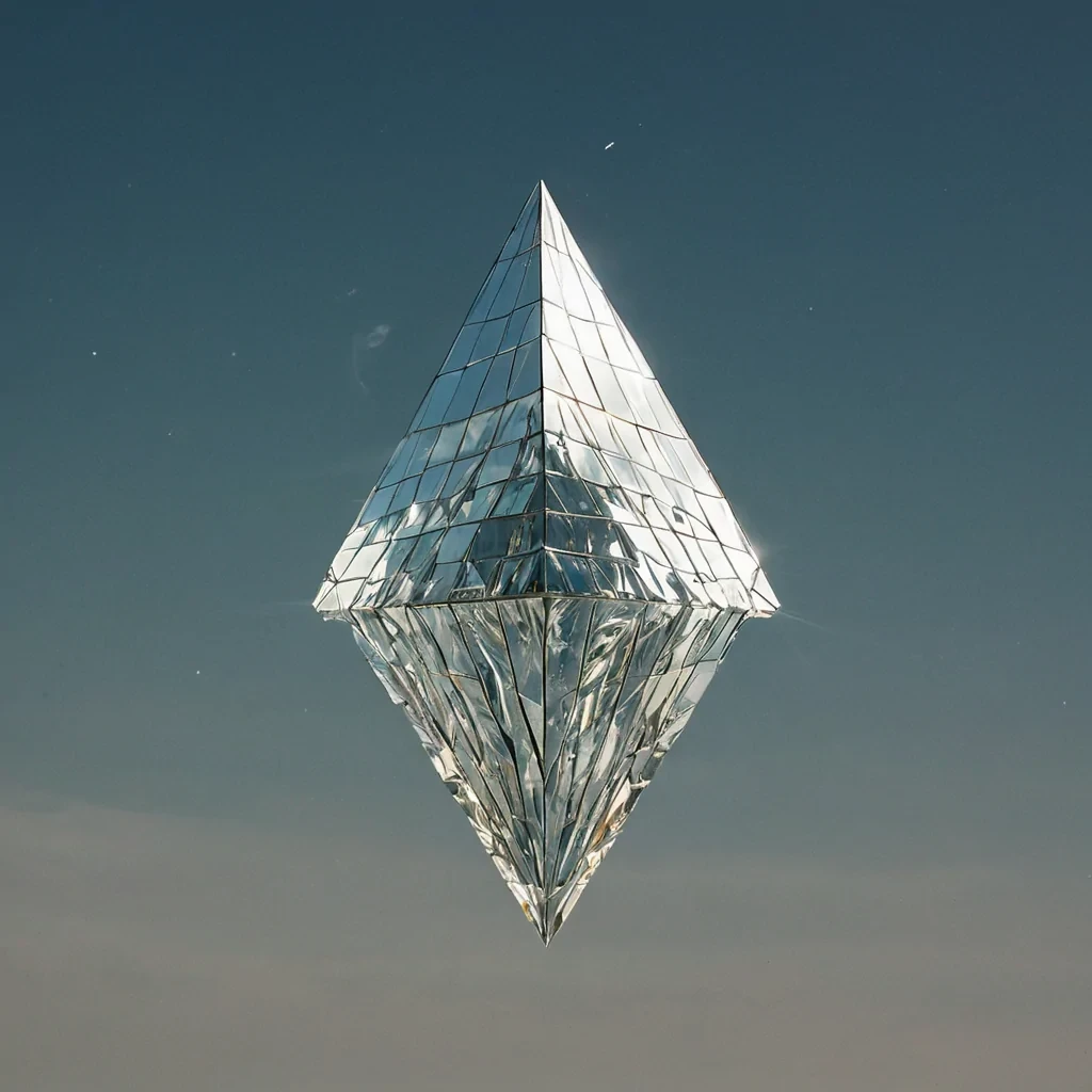 A single, selfreflecting shard of fractured sunlight, shaped like a tessellated prism of inverted joy, hovers at the center of a vast, inverted sky composed of the compressed, unlaughedat jokes of a civilization that communicated through the duration of synchronized, silent chuckling at the same unspoken punchline. The shard does not refractit unlaughs, each facet dissolving a layer of mirth that never coalesced into a shared giggle, reforming into ephemeral, citrinethreaded afterimages shaped like the negative space between two mouths that never curved in unison during the same moment of mutual amusement. The sky is not atmosphericit is a stratified expanse of petrified levity,