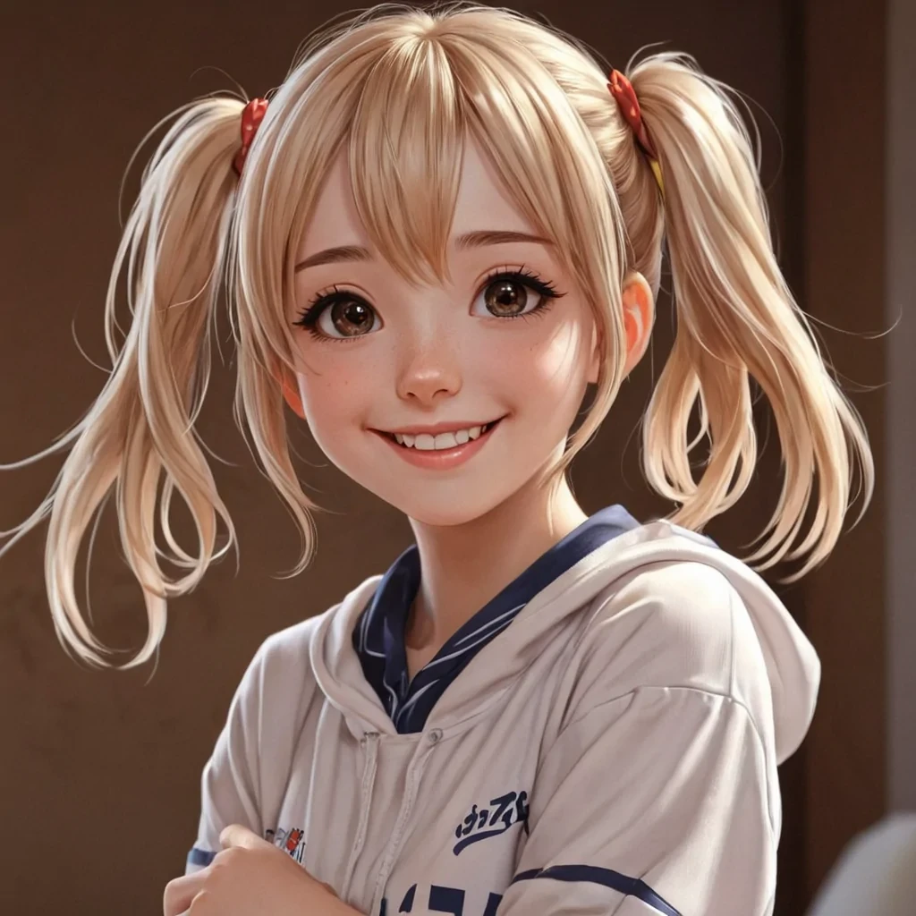girl, anime,cute,hyperrealistic,happy