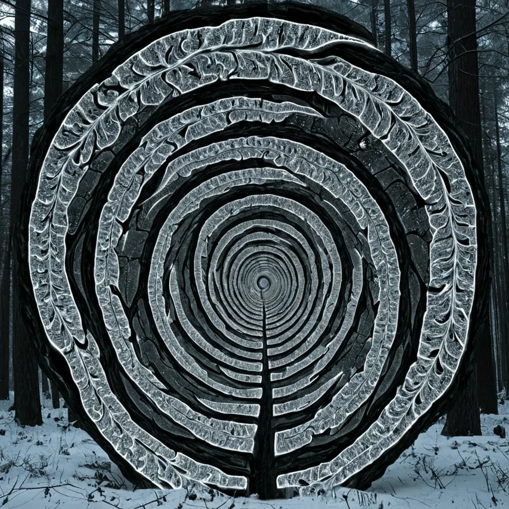 A single, selfrewriting fractal of compressed light, shaped like a 7dimensional helix of inverted perception and unformed sight, rotates slowly at the center of a vast, inverted forest of solidified windeach tree carved from the frozen breath of a civilization that measured truth not by logic, but by the duration of synchronized, silent glances held just before the first lie was ever spoken in a world where language was never spoken aloud. The fractal does not illuminateit unsees, each spiral shedding a layer of visual potential that never coalesced into a shared understanding, reforming into ephemeral, topazveined afterimages shaped like the negative space between two eyes that never blinked in unison during the same