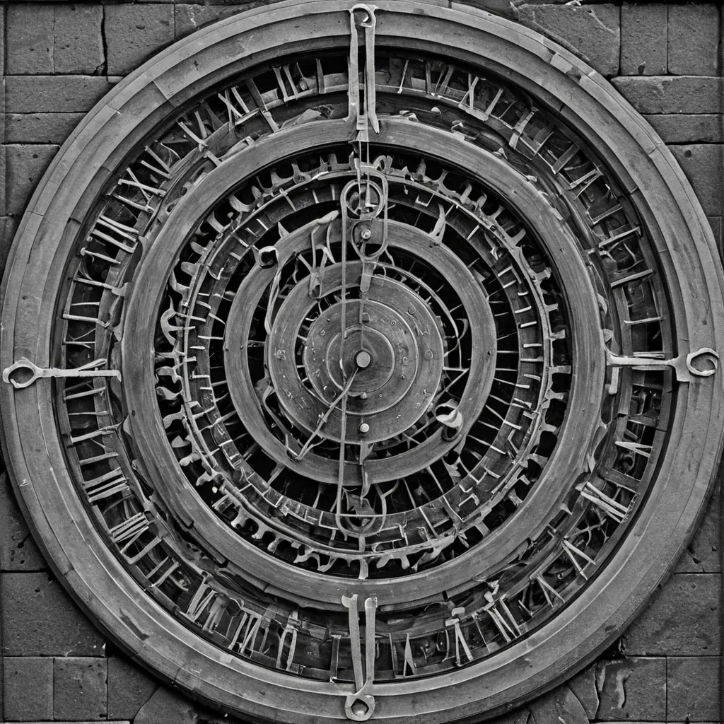 A single, selffragmenting filament of solidified quantum entanglement, shaped like a twisting, nonEuclidean braid of reversed causality, pulses at the center of a vast, inverted clocktower suspended in the vacuum between two nonrotating, silent white dwarfs. The filament does not unravelit unchronicles, each coil dissolving a layer of time that never coalesced, reforming into ephemeral, monochromatic gears shaped like the negative space between two hands that never turned a dial in the same moment of irreversible decision. The clocktower is not mechanicalit is a layered expanse of petrified simultaneity, each cog etched with the thermodynamic residue of a second that was almost lived