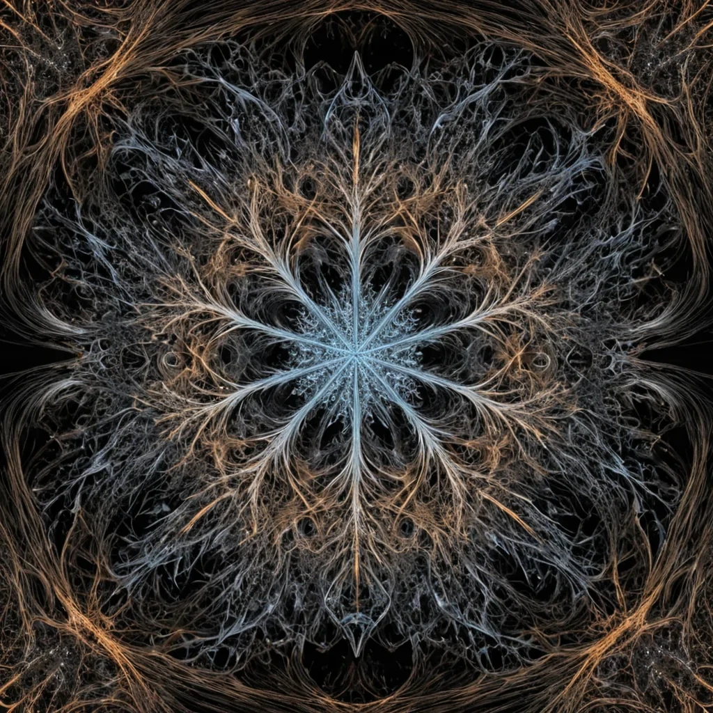 A single, selfsynthesizing fractal of reversed entropy, shaped like a 47,000dimensional lattice of unformed decay and inverted order, pulses at the center of a vast, inverted nebula of solidified chaos. Each node is forged from the exact moment between a snowflake forming and its refusal to crystallize, a drop of water evaporating and dissolving into nonmass, a thought emerging in the mind and collapsing into pure, unmeasured noncoherence. The lattice does not stabilize disorderit unstabilizes it, each branching filament shedding a layer of thermodynamic potential that never coalesced into symmetry, balance, or the weight of being whole, reforming into a shimmering, irides