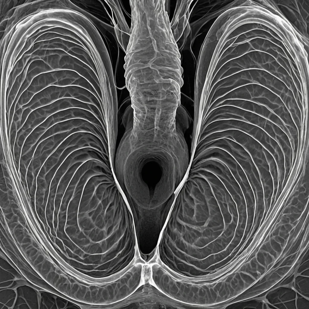 A single, selfoscillating membrane of reversed breath, shaped like a 23,401dimensional diaphragm of unformed inhalation and inverted exhalation, thrums through the hollow core of a vast, inverted lung of solidified breathlessness. Each ripple is spun from the exact moment between a gasp forming in the chest and its refusal to expand, a sigh dissipating into air and dissolving into nonrespiration, a heartbeat syncing with the rhythm of a held breath and collapsing into pure, unmeasured nonair. The membrane does not breatheit unbreathes, each undulating fold shedding a layer of pneumatic potential that never coalesced into life, presence, or the weight of being