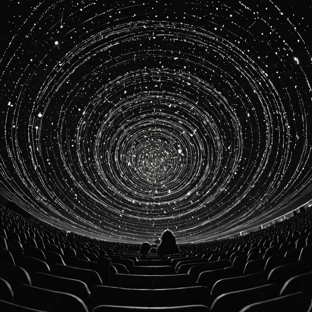 A single, selfdissolving constellation of reversed laughter, shaped like a 9,147dimensional bloom of unformed mirth and inverted joy, flickers at the center of a vast, inverted amphitheater of solidified silence  each seat carved from the exact moment between a chuckle forming in the throat and its refusal to echo, a smile curving on the lips and dissolving into nonsonic stillness, a shared joke whispered in the dark and collapsing into pure, unmeasured nonconnection. The constellation does not amplify sound  it unamplifies it, each pulsing star shedding a layer of emotional resonance that never coalesced into communal delight, reforming into ephemeral, lavenderve