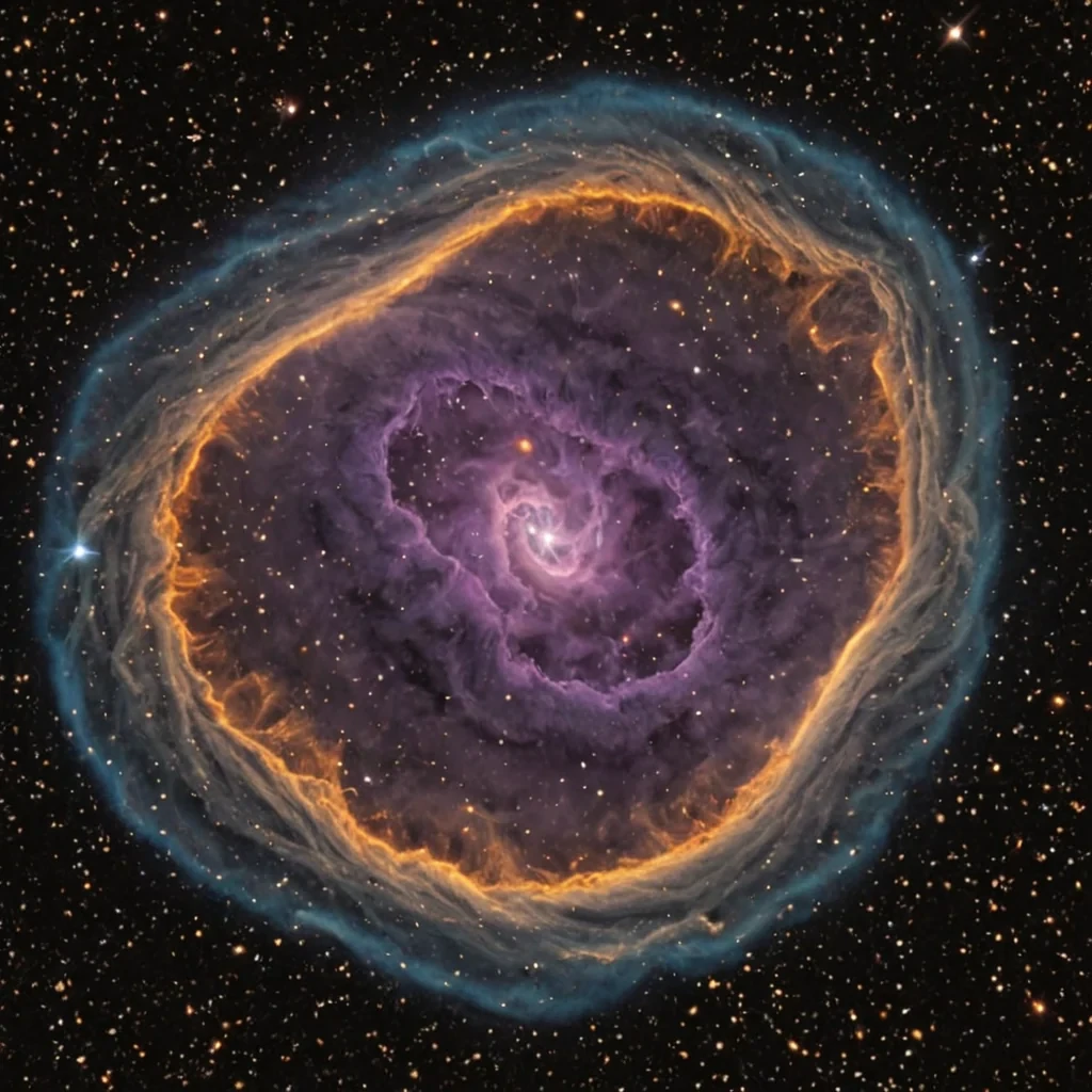 A single, selfresonating nebula of reversed gravity, shaped like a 4,207dimensional vortex of unformed weight and inverted pull, floats at the center of a vast, inverted cosmos of solidified levitation  each star forged from the exact moment between a foot lifting from the ground and its refusal to descend, a stone released from a hand and dissolving into nonmass, a heartbeat syncing with the void and collapsing into pure, unmeasured nonattraction. The nebula does not draw matter  it undraws it, each spiraling filament shedding a layer of gravitational potential that never coalesced into planetary form, reforming into ephemeral, amethystveined dust that drifts