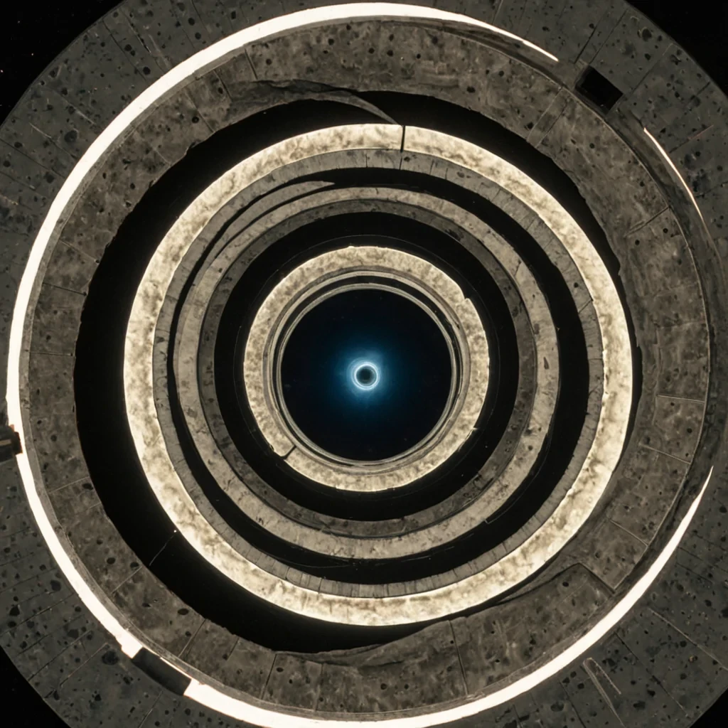 A single, selferoding membrane of solidified light, shaped like a 58dimensional Mbius loop of inverted perception and unformed sight, drifts through the center of a vast, inverted observatory built from the petrified afterimages of a civilization that measured truth through the duration of synchronized, silent gazes held just before the first lens was ever polished to focus on a star that never blinked. The membrane does not dissolveit unsees, each fold shedding a layer of visual potential that never coalesced into a shared reality, reforming into ephemeral, citrinethreaded afterimages shaped like the negative space between two eyes that never witnessed the same moment of mutual revelation. The observatory is not glassit