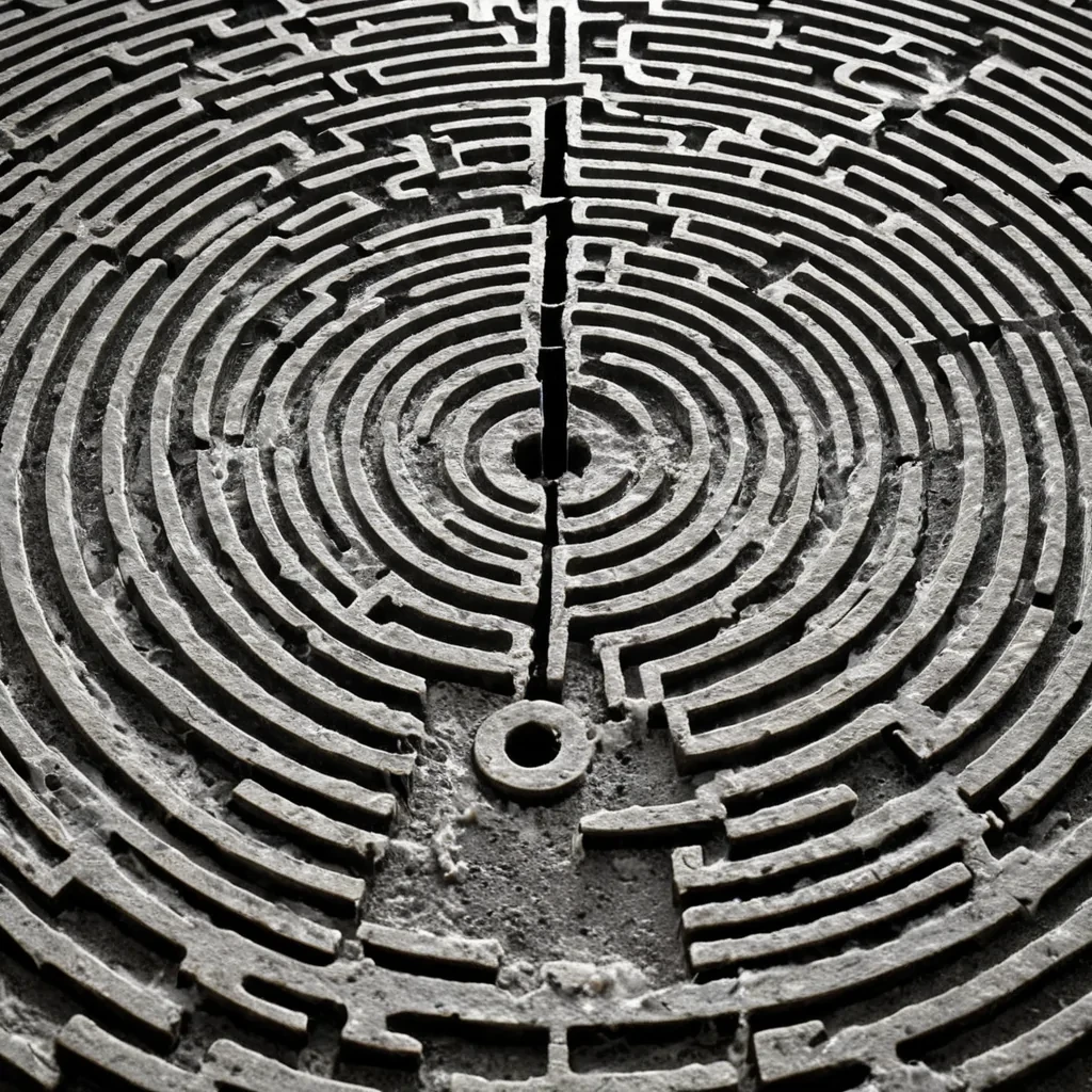 A single, humming thread of solidified sunlight weaves through the center of a vast, still labyrinth made entirely of woven silence and compressed time, its path not straight but spiraling like the memory of a breath held too long. The thread does not conduct lightit conducts absence, each loop pulsing with the faint, thermal afterimage of a question asked in a language that no longer exists. The labyrinth walls are not stonethey are layered sheets of fossilized sound, each etched with the iridescent script of a lullaby sung in reverse time, their surfaces rippling like the surface of a lake frozen midsplash. The floor is not solidit is a thick, viscous layer of liquid memory, its surface cracked in perfect