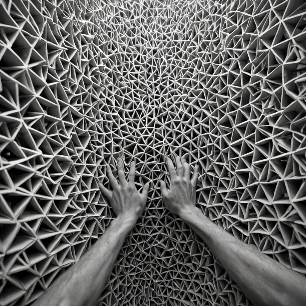 A single, selffragmenting cluster of inverted empathy, shaped like a 3,017dimensional lattice of unformed connection and reversed compassion, drifts through a vast, inverted archive of solidified indifferenceeach shelf carved from the exact moment between a hand reaching and its refusal to be met, a glance softening and dissolving into nonrelational mist, a whisper of care forming and collapsing into pure, unacknowledged distance. The cluster does not transmitit untransmits, each shimmering node shedding a layer of emotional resonance that never coalesced into mutual understanding, reforming into ephemeral, sapphirethreaded afterimages shaped like the negative space between two palms that never pressed together in quiet solidarity, suspended in