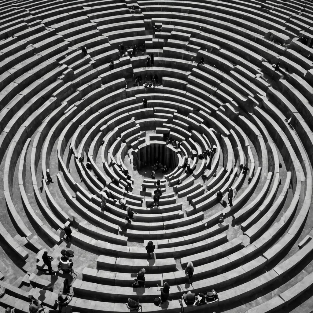 A single, selforganizing lattice of frozen sound waves, shaped like a tessellated mosaic of reversed auditory harmonics, pulses at the center of a vast, inverted amphitheater constructed from the compressed, unperformed symphonies of a civilization that communicated through the duration of synchronized, silent composing of music that never existed. The lattice does not resonateit uncomposes, each harmonic decay dissolving a layer of melody that never coalesced into a shared performance, reforming into ephemeral, jadeveined afterimages shaped like the negative space between two conductors batons that never raised in unison in the same moment of mutual silence. The amphitheater is not architecturalit is a layered expanse of petr