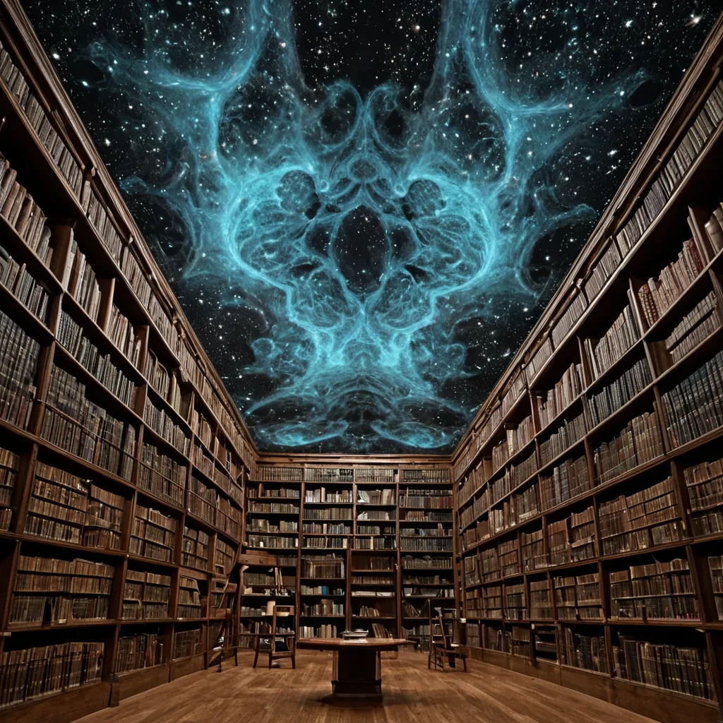 A single, selfilluminating fractal of compressed silence, shaped like a pulsating, nonreflective nebula of unspoken breaths, drifts through the center of a vast, inverted library suspended in the vacuum between two nonrotating constellations. The nebula does not expandit unbreathes, each pulse dissolving a layer of air that never existed, reforming into ephemeral, iridescent constellations shaped like the negative space between two lungs that never synchronized in the same rhythm of understanding. The library is not wood or stoneit is a layered expanse of solidified stillness, each shelf etched with the thermal residue of a thought that was almost held, its surfaces humming with