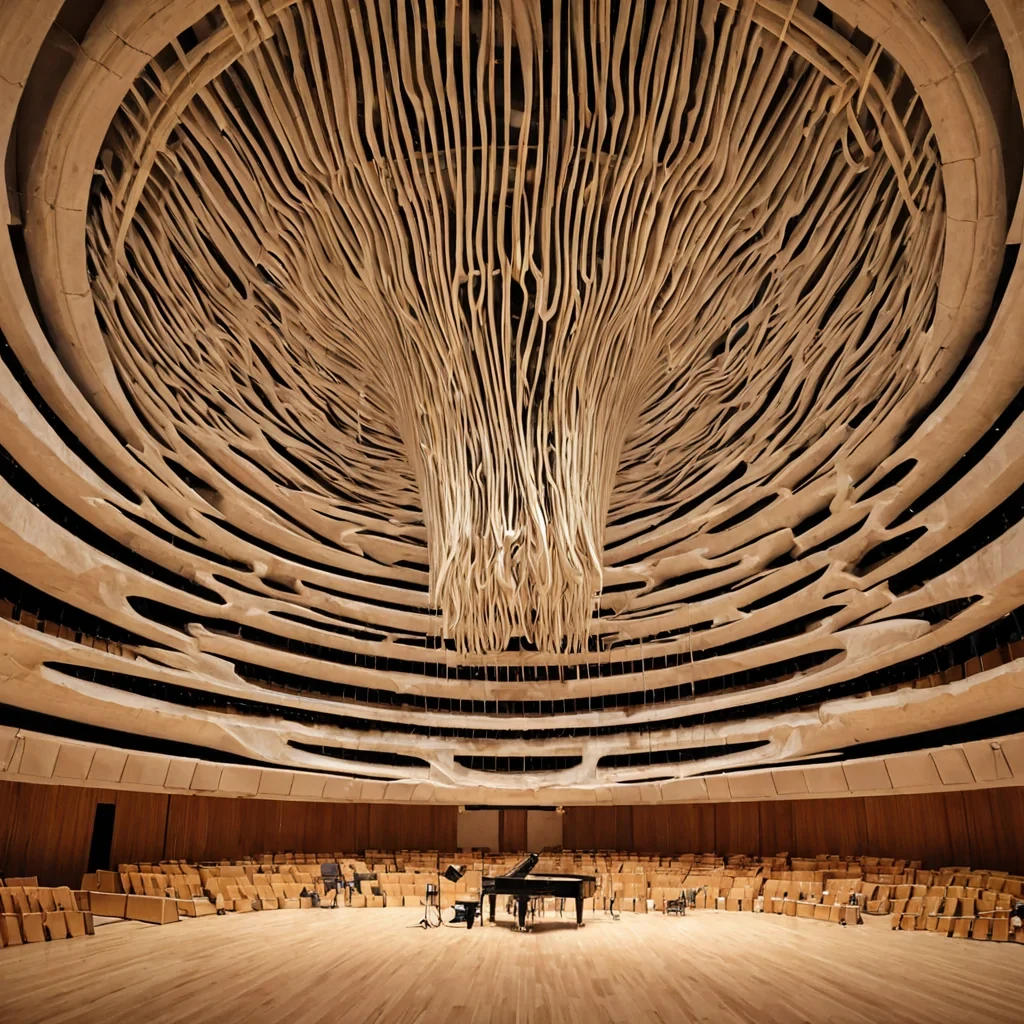A single, selfoscillating filament of solidified resonance, shaped like a 13dimensional torus of inverted harmony and unformed dissonance, vibrates at the center of a vast, inverted symphony hall constructed entirely from petrified sound waves and suspended moments of unplayed notes. The filament does not resonateit unharmonizes, each pulse unraveling a layer of acoustic potential that never coalesced into a shared melody, reforming into ephemeral, amethystthreaded afterimages shaped like the negative space between two tuning forks that never struck in the same moment of mutual vibration. The hall is not architecturalit is a stratified expanse of compressed silence, each column a fossilized chord held just before the