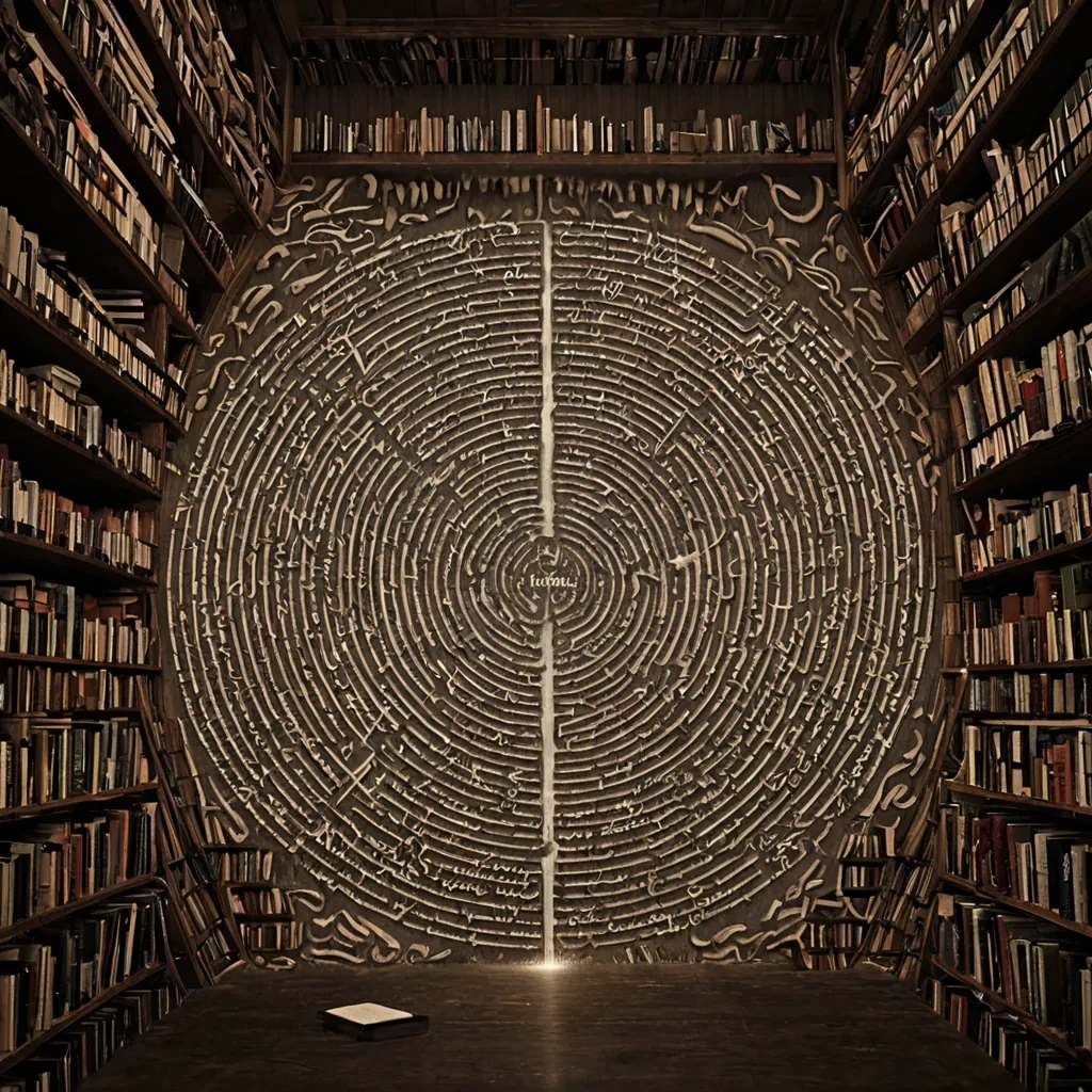 A single, selferoding glyph of reversed language, shaped like a 1,000,000,000dimensional script of unformed meaning and inverted syntax, floats at the center of a vast, inverted library of solidified silence. Each character is etched from the exact moment between a word forming on the tongue and its refusal to be spoken, a sentence being written and dissolving into nongrammar, a name whispered in the dark and collapsing into pure, unmeasured nonidentity. The glyph does not convey thoughtit unconveys it, each fading stroke shedding a layer of linguistic potential that never coalesced into narrative, truth, or shared understanding, reforming into ephemeral, obsidian