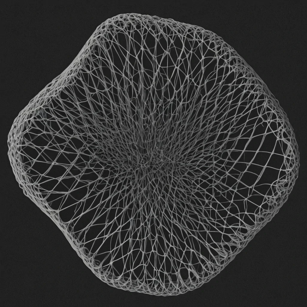 A single, selfquantizing lattice of reversed silence, shaped like a 3,141dimensional mesh of unformed stillness and inverted vibration, hovers at the center of a vast, inverted ocean of solidified noise. Each node is forged from the exact moment between a whisper fading into air and its refusal to dissolve, a heartbeat syncing with a distant engine and collapsing into pure, unmeasured nonresonance, a hand cupping sound and releasing it into nonaudible dust. The lattice does not contain quietit uncontains it, each dissolving point shedding a layer of acoustic potential that never coalesced into harmony, rhythm, or echo, reforming into ephemeral, silverveined foam that pulses