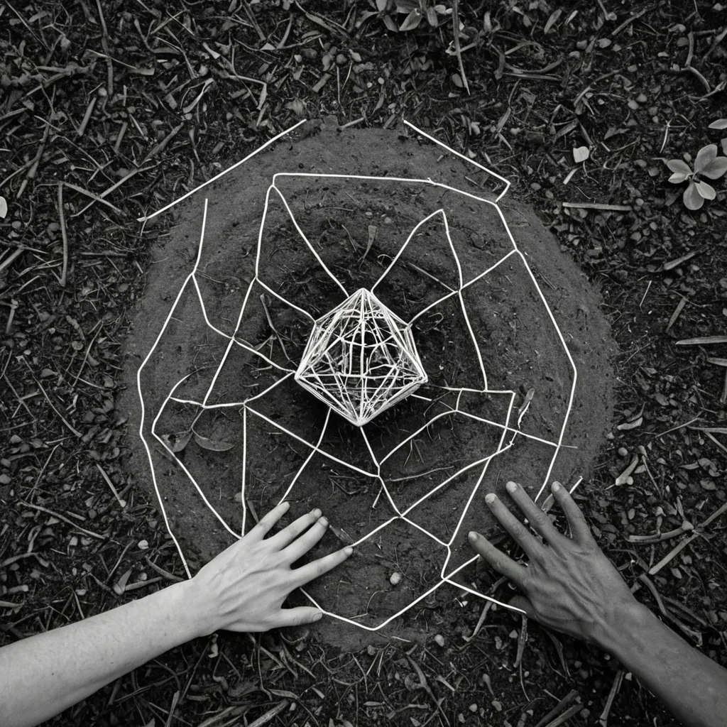 A single, selfsilencing filament of solidified thought, shaped like a 23sided polyhedron woven from the inverted logic of unspoken decisions and unformed consequences, drifts through the center of a vast, inverted garden composed of petrified choices and suspended moments of unmade paths. The filament does not dissolveit unchooses, each contraction unraveling a layer of potential that never coalesced into a shared outcome, reforming into ephemeral, jadethreaded afterimages shaped like the negative space between two hands that never grasped the same fork in the road during the same moment of mutual hesitation. The garden is not botanicalit is a stratified expanse of compressed possibility, each root a fossilized hesitation,