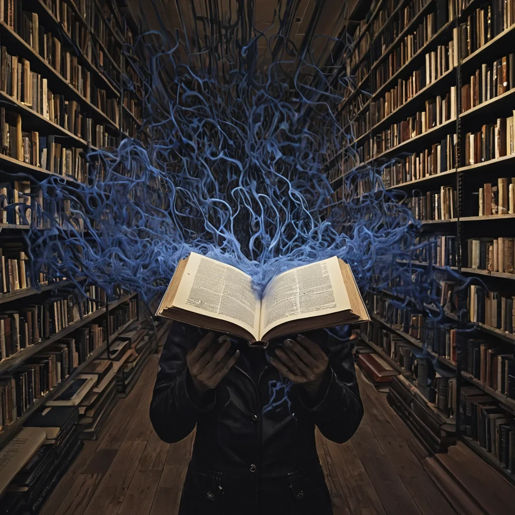 A single, selfquantizing filament of compressed empathy pulses through the core of a floating, inverted library of unburnt books, each volume not bound in leather or paper but forged from the thermal afterimage of a thousand unspoken stories that never unfolded in the minds of a world that never dared to imagine. The filament does not transmitit unreads, each pulse dissolving a moment of narrative into its original blankness, releasing a wave of negative cognition that fractures the fabric of memory into a drifting mist of deep indigo, geometric silence, each one etched with the chromatic echo of a name that never trembled through the pages of a tale that never began. The librarys shelves are not linedthey spiral inward like the memory of