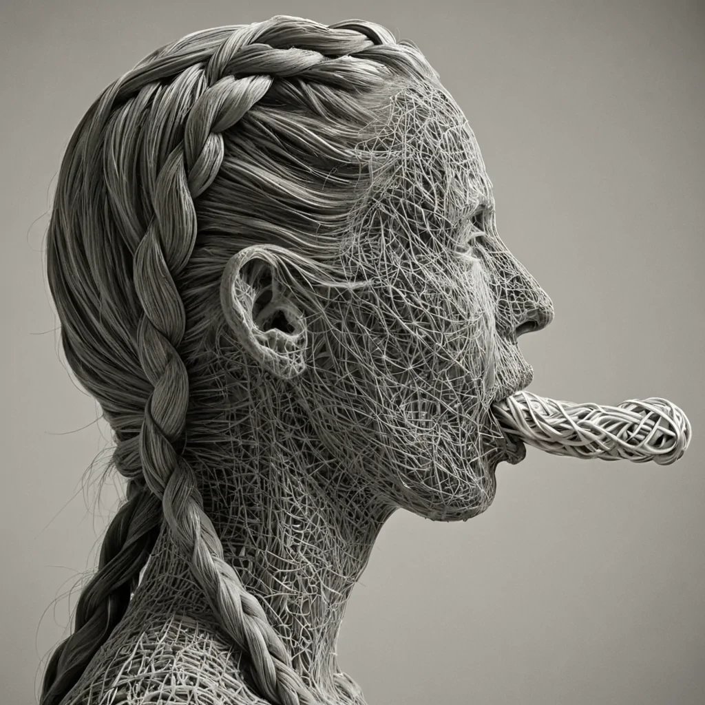 A single, selfsynthesizing filament of reversed language, shaped like a 9,142dimensional braid of unformed syntax and inverted semantics, thrums at the center of a vast, inverted archive of solidified silence  each scroll carved from the exact moment between a word forming on the tongue and its refusal to be spoken, a sentence being written and dissolving into nonlinguistic stillness, a whisper escaping the lips and collapsing into pure, unmeasured nonmeaning. The filament does not communicate  it uncommunicates, each unraveling strand shedding a layer of semantic potential that never coalesced into shared understanding, reforming into ephemeral, opalveined afterimages shaped like the negative