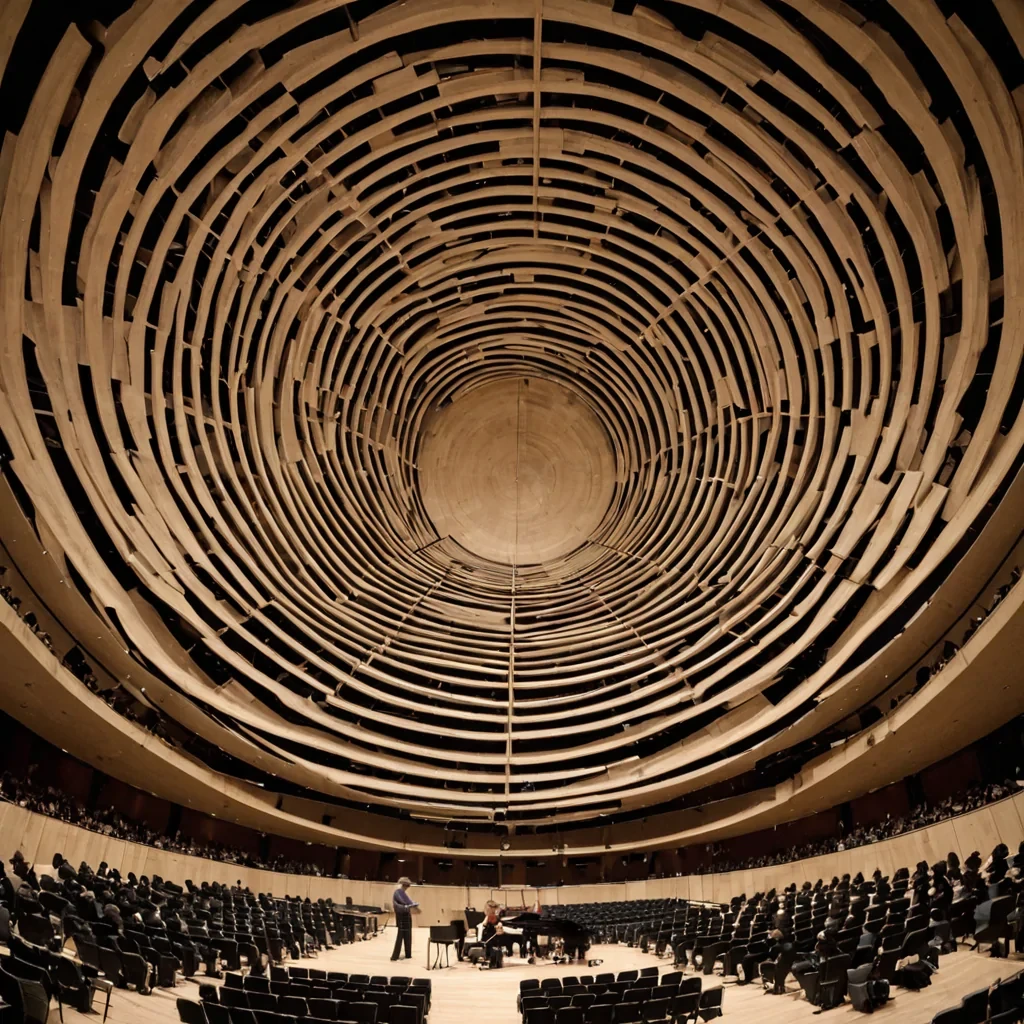 A single, selfrotating disc of solidified resonance, shaped like a spiraling, threedimensional Mbius strip of compressed harmonic feedback, pulses at the center of a vast, inverted concert hall constructed from the compressed, unplayed notes of a civilization that communicated through the duration of synchronized, silent tuning of the same unstrung instrument. The disc does not vibrateit untunes, each rotation dissolving a layer of pitch that never coalesced into a shared melody, reforming into ephemeral, amethystveined afterimages shaped like the negative space between two fingers that never pressed the same string in the same moment of mutual silence. The concert hall is not acousticalit is a stratified expanse of pet