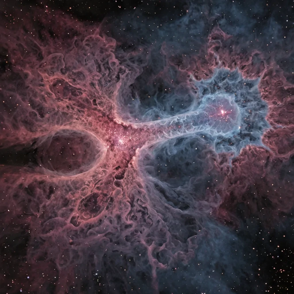 A single, selffragmenting nebula of solidified breath, shaped like a 41dimensional fractal of inverted respiration and unformed air, drifts at the center of a vast, inverted lungcathedral built from the petrified exhalations of a civilization that measured existence through the duration of synchronized, silent pauses between the first and last breaths never taken. The nebula does not disperseit unbreathes, each shard shedding a layer of pulmonary potential that never coalesced into a shared inhalation, reforming into ephemeral, rosequartzthreaded afterimages shaped like the negative space between two ribcages that never expanded in the same moment of mutual life. The cathedral is not anatom