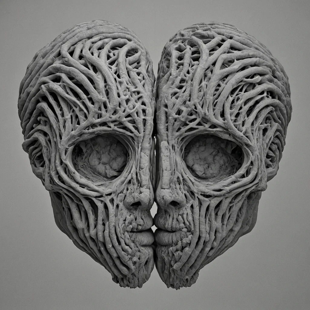 A single, selfrewriting filament of solidified silence, shaped like a 17dimensional helix of inverted memory and unformed forgetting, pulses at the center of a vast, inverted archive composed entirely of petrified whispers and suspended moments of unrecorded confession. The filament does not eraseit unremembers, each contraction dissolving a layer of narrative potential that never coalesced into a shared truth, reforming into ephemeral, obsidianthreaded afterimages shaped like the negative space between two mouths that never spoke the same secret in the same moment of mutual trust. The archive is not digitalit is a stratified expanse of compressed confession, each shelf a fossilized breath held just before the first word was whispered into