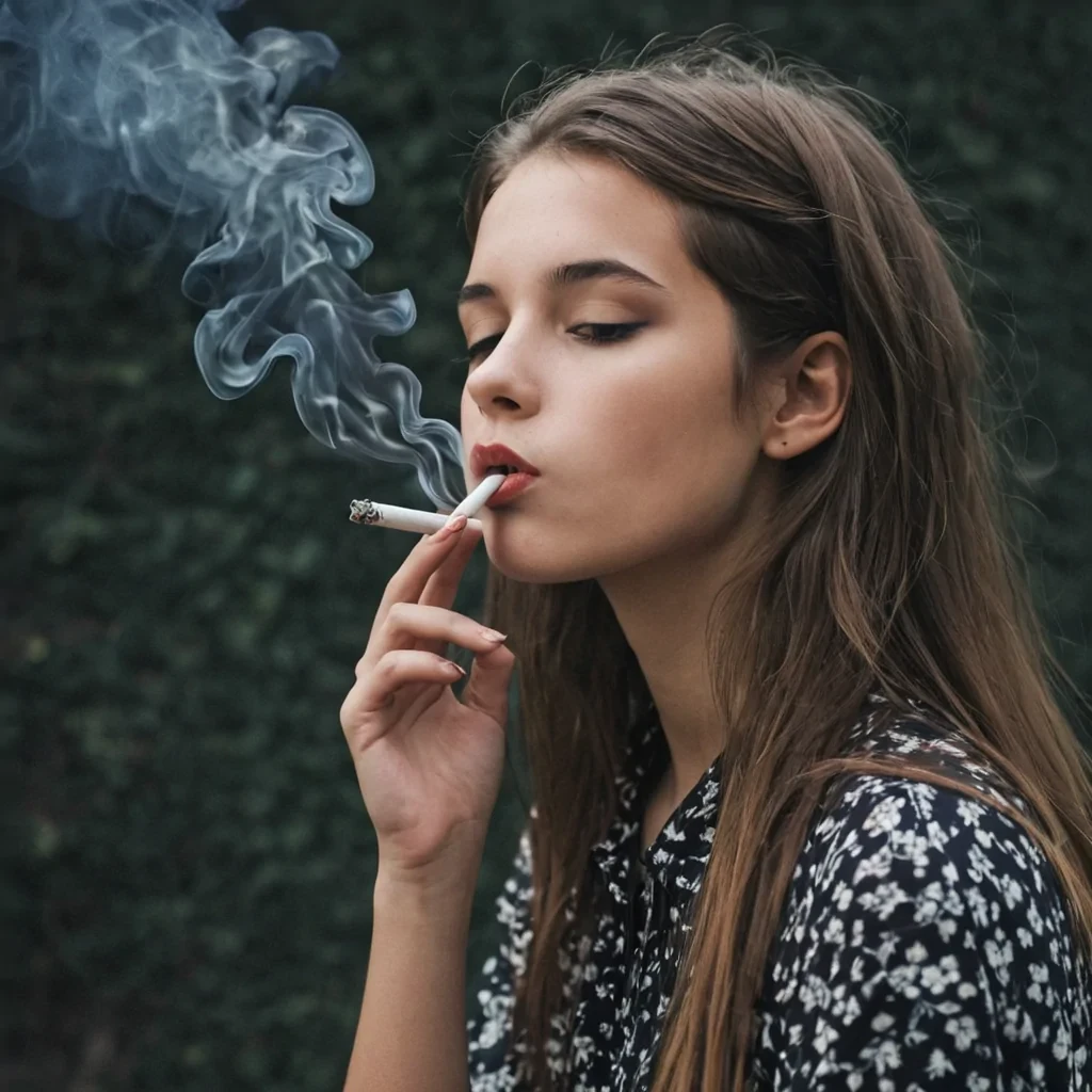 young girl smoking