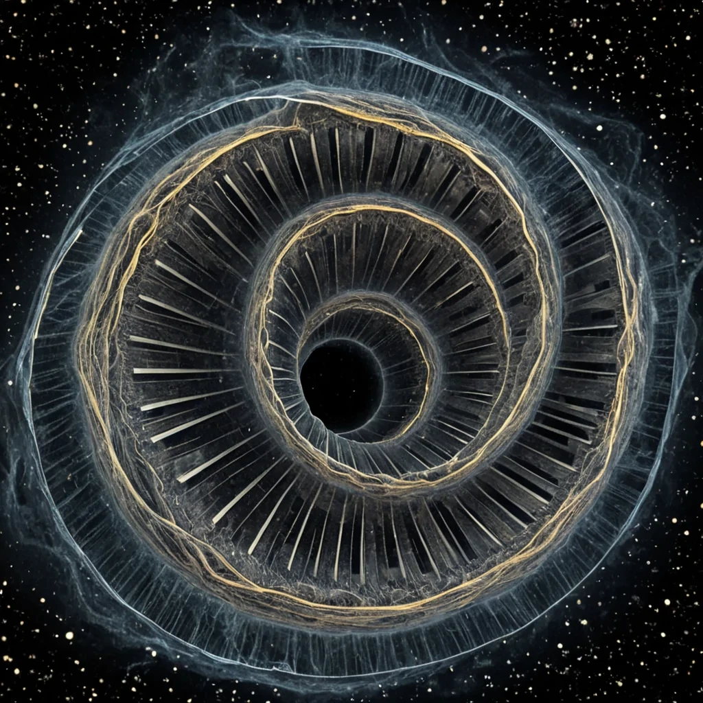 A single, selfsiphoning filament of liquidized silence coils through the hollowed core of a dormant nebula shaped like a forgotten piano, its strands not fibrous but woven from the thermal residue of a note that never rang in a room that never stood. The filament does not driftit undrifts, each pulse drawing back a century of sound into its core, condensing into a dense, obsidian spiral that hums with the electromagnetic signature of a melody composed in the language of unbroken glass. The nebulas outer shell is not gasit is a layered lattice of petrified reverberation, each cell etched with the chromatic afterimage of a key pressed too softly to be heard, their surfaces glowing