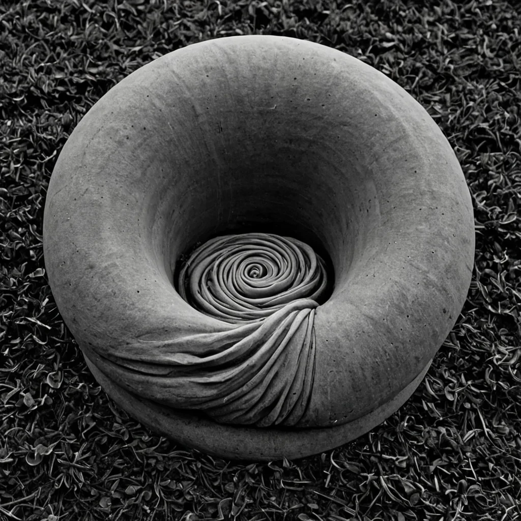 A single, selfrewriting knot of reversed silence, shaped like a 2,317dimensional hypertorus of unformed stillness and inverted resonance, pulses at the center of a vast, inverted garden of solidified breatheach petal carved from the exact moment between a sigh escaping and its refusal to be heard, a whisper forming and dissolving into nonaudible mist, a breath held and collapsing into pure, unmeasured void. The knot does not contain silenceit uncontains it, each twisting loop shedding a layer of potential sound that never coalesced into shared vibration, reforming into ephemeral, jadeveined afterimages shaped like the negative space between two lips that never parted to speak the uns.