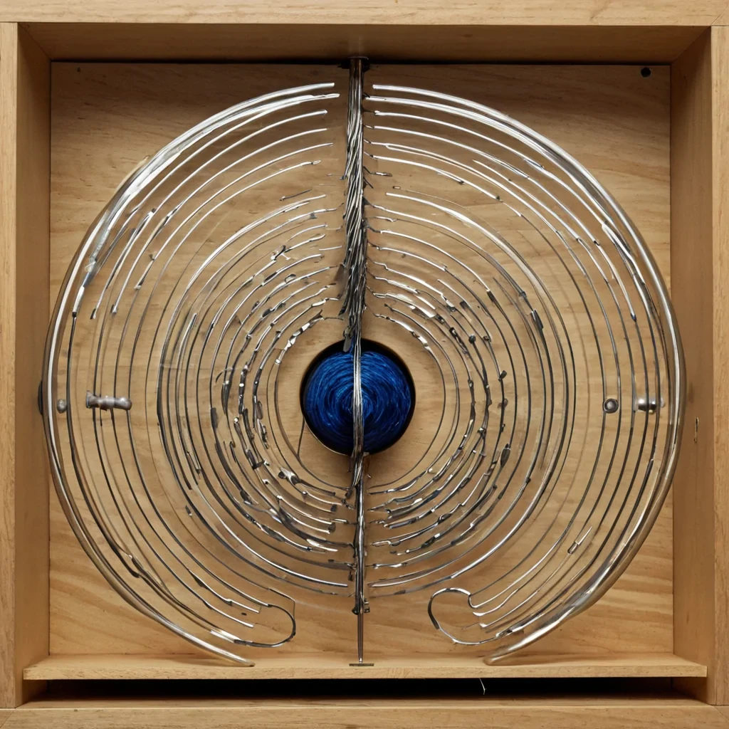 A single, selfoscillating filament of solidified resonance, shaped like a spiraling, nonNewtonian thread of reversed harmonic decay, drifts at the center of a vast, inverted music box suspended in the quantum vacuum between two unplayed melodies. The filament does not vibrateit unharmonizes, each rotation dissolving a layer of pitch that never coalesced into a sustained note, reforming into ephemeral, lapislazuli veined afterimages shaped like the negative space between two tuning forks that never resonated in the same moment of mutual frequency. The music box is not mechanicalit is a layered expanse of petrified rhythm, each gear etched with the kinetic residue of a beat that