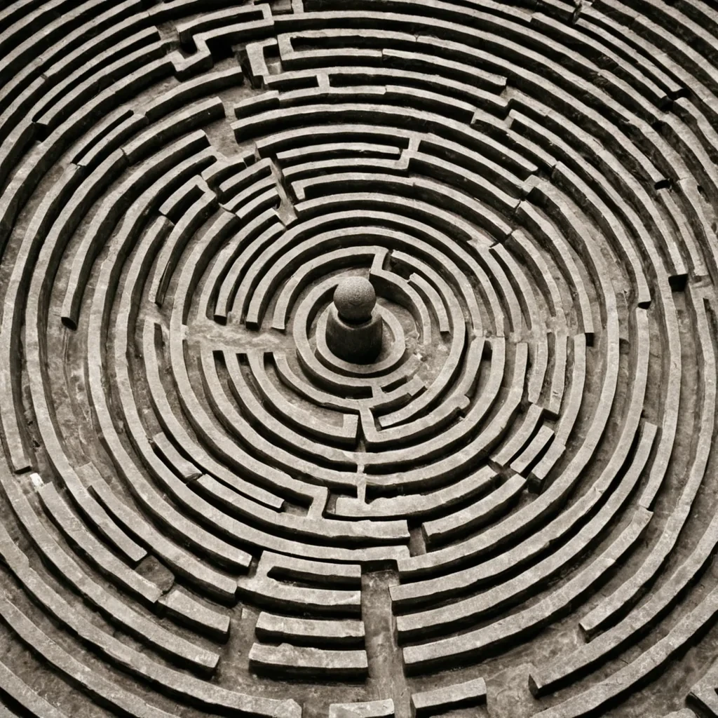 A single, selfrewriting filament of solidified breath, shaped like a spiraling, nonNewtonian knot of inverted time, pulses at the center of a vast, suspended labyrinth built not from stone or metal, but from the compressed echoes of unspoken apologies from a civilization that communicated through the silence between breaths. The filament does not unravelit unapologizes, each twist dissolving a layer of regret that never coalesced, reforming into ephemeral, prismatic corridors shaped like the negative space between two hands that never met in the same moment of contrition. The labyrinth is not architecturalit is a layered expanse of petrified stillness, each wall etched with the thermodynamic residue of a confession that