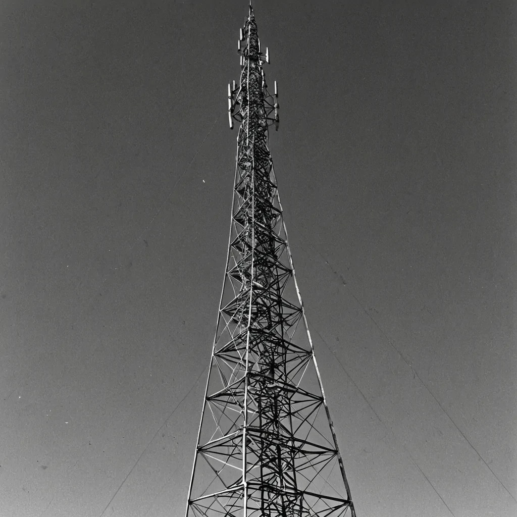 A single, selfsilencing filament of solidified static, shaped like a spiraling, noncontinuous fracture of reversed electromagnetic interference, pulses at the center of a vast, inverted radio tower suspended in the acoustic void between two extinct frequencies. The filament does not transmitit unbroadcasts, each twist unraveling a layer of signal that never coalesced into meaning, reforming into ephemeral, monochrome afterimages shaped like the negative space between two antennas that never aligned in the same moment of mutual resonance. The tower is not structuralit is a layered expanse of petrified noise, each beam etched with the harmonic residue of a transmission that was almost received, its lattice shimmering with the chromatic decay of a language that