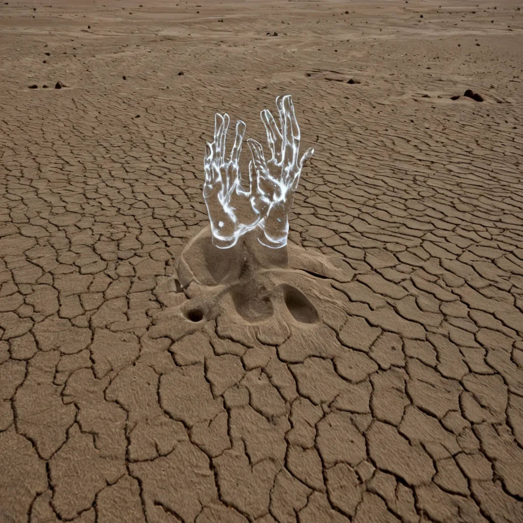 A single, selforganizing lattice of crystalline empathy pulses at the center of a vast, still desert composed entirely of fossilized apologies from a civilization that communicated through the weight of unspoken remorse. The lattice does not growit remembers, each node expanding like a slow, silent bloom of regret, its structure shaped like the negative space between two hands that never held each other after the last goodbye. The desert is not sandit is a layered expanse of petrified breaths from a thousand unsaid confessions, each dune etched with the emotional residue of a letter that was never mailed, its surface shimmering with the faint, thermal afterimage of a tear that never fell. The sky is not blueit is