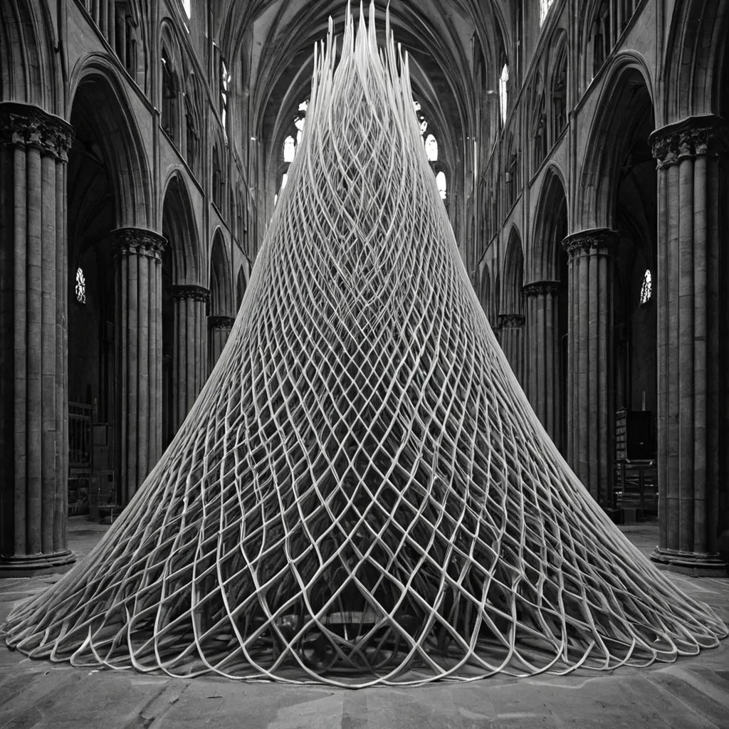 A single, selfoscillating filament of reversed silence, shaped like a 47,821dimensional lattice of unformed stillness and inverted quiet, drifts through the hollow core of a vast, inverted cathedral of solidified sound. Each node is spun from the exact moment between a whisper forming in the throat and its refusal to travel through air, a song fading into the void and dissolving into nonresonance, a breath held in anticipation and collapsing into pure, unmeasured nonvibration. The lattice does not contain silenceit uncontains it, each shimmering junction shedding a layer of auditory potential that never coalesced into melody, rhythm, or the weight of being heard. As it pulses forward through the