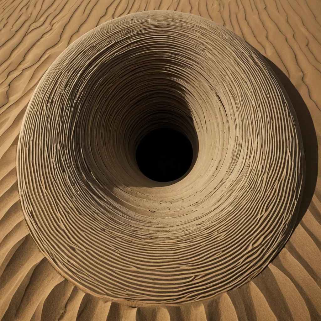 A single, selfoscillating filament of reversed geometry, shaped like a 1029dimensional Mbius strip of unformed space and inverted dimensionality, pulses at the center of a vast, inverted desert of solidified perspectiveeach dune sculpted from the exact moment between a line being drawn and its refusal to extend, a horizon forming and its sudden collapse into nonlinear void, a shadow stretching and dissolving into pure, unmeasured absence. The filament does not defineit undefines, each trembling loop shedding a layer of spatial potential that never coalesced into a shared orientation, reforming into ephemeral, obsidianthreaded afterimages shaped like the negative space between two eyes that never aligned on the same