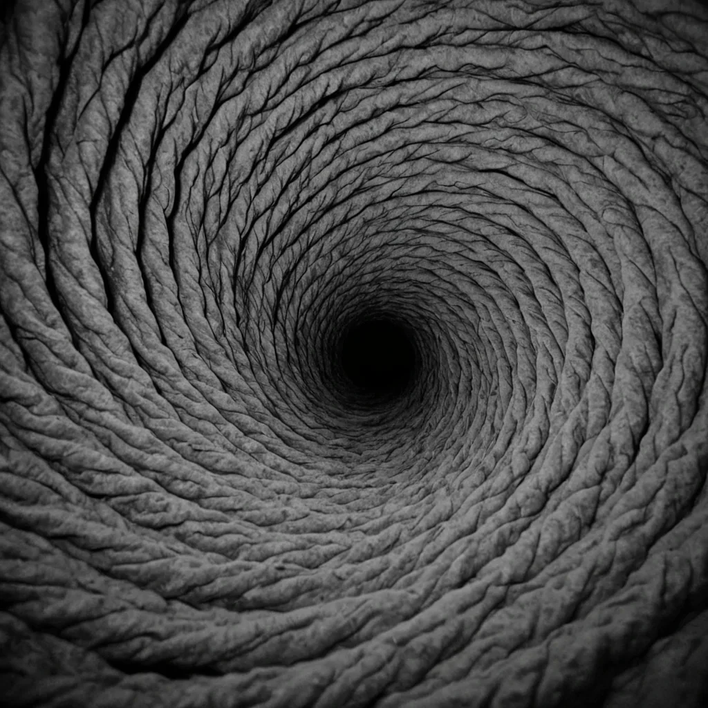A single, selffragmenting filament of reversed breath, shaped like a 9,207dimensional spiral of unformed air and inverted respiration, drifts at the center of a vast, inverted cavern of solidified silence. Each twist is spun from the exact moment between a lung expanding and its refusal to inhale, a sigh forming in the throat and dissolving into nonaudibility, a whisper caught in a vacuum and collapsing into pure, unmeasured nonexhalation. The spiral does not circulate oxygenit uncirculates it, each unraveling coil shedding a layer of pulmonary potential that never coalesced into life, rhythm, or breath, reforming into ephemeral, pearlveined mist that