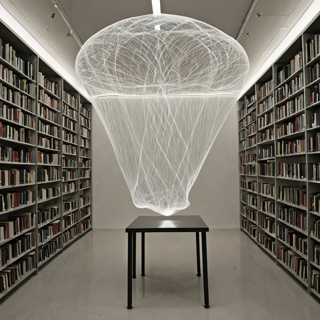 A single, selfreflecting filament of compressed silence pulses through the core of a floating, inverted library of unspoken questions suspended in the quantum foam between two collapsing fields of forgotten curiosity. The filament does not emit lightit unasks, each pulse unraveling a query into its original potential, releasing a wave of zeroentropy inquiry that fractures the fabric of doubt into a drifting mist of translucent, geometric resonances, each one etched with the chromatic afterimage of a mind that never dared to wonder. The librarys shelves are not made of woodthey are woven from the thermal residue of unformulated hypotheses whispered into the void between breaths, each one a hollowedout echo of a hand that never reached for the truth. The