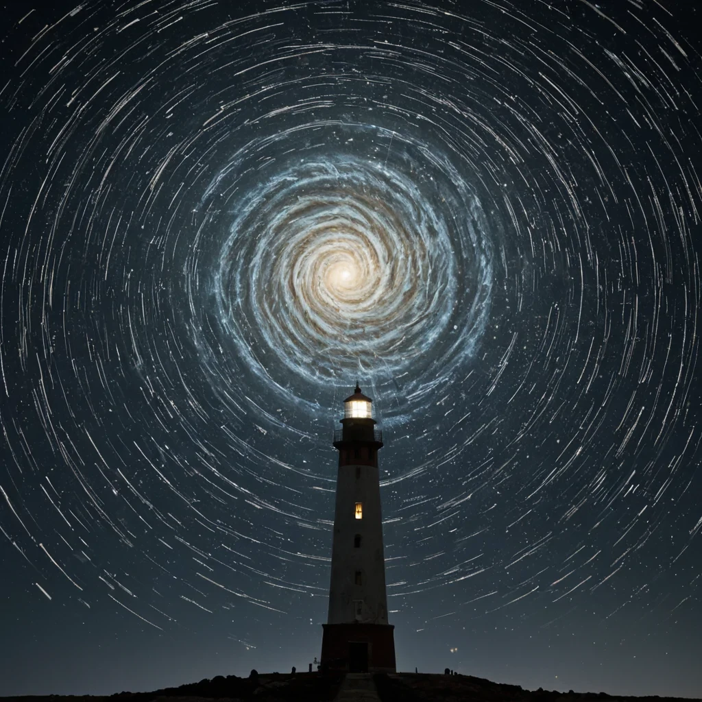 A single, selfrewriting constellation of solidified hesitation, shaped like a fractalized, nonreflective nebula of reversed emotional inertia, drifts at the center of a vast, inverted lighthouse built from the compressed, unlit moments of a civilization that communicated through the duration of synchronized, silent blinking. The constellation does not glowit unblinks, each spiral dissolving a layer of anticipation that never coalesced into a shared glance, reforming into ephemeral, opalveined afterimages shaped like the negative space between two pupils that never dilated in the same instant of mutual recognition. The lighthouse is not navigationalit is a layered expanse of petrified yearning, each beam etched