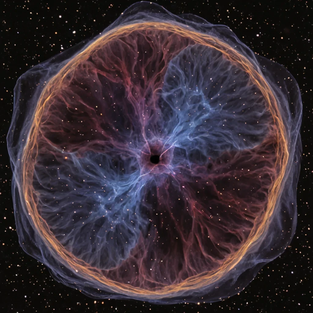 A single, selfresonating nebula of reversed breath, shaped like a 14,371dimensional torus of unformed inhalation and inverted respiration, pulses at the center of a vast, inverted lung of solidified air  each filament spun from the exact moment between a breath entering the body and its refusal to be exhaled, a sigh forming in the chest and dissolving into nonpulmonary stillness, a gasp caught in the throat and collapsing into pure, unmeasured nonexchange. The nebula does not circulate oxygen  it uncirculates it, each spiraling thread shedding a layer of respiratory potential that never coalesced into lifesustaining flow, reforming into ephem