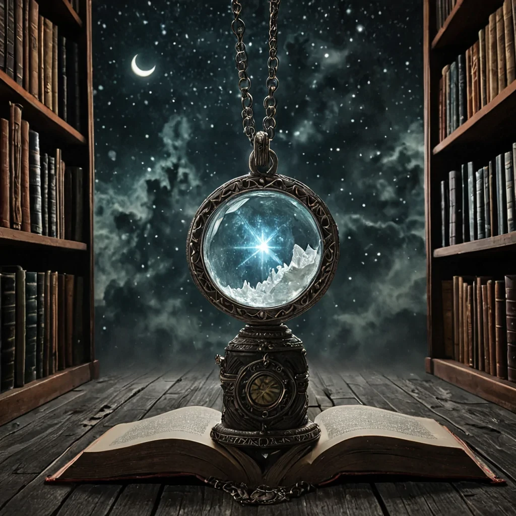 A single, selfreplicating locket made of woven moonlight and fossilized silence floats in the center of a vast, still library composed entirely of inverted, petrified lullabies, each book not bound leather but a crystalline column of compressed, unspoken dreams from a civilization that communicated through the scent of unlit lanterns. The locket does not openit resonates, emitting a low, harmonic hum that fractures the surrounding air into slowmotion shards shaped like the negative space between two hands that never held, each fragment glowing with the faint, subsonic afterimage of a truth that was almost spoken. The library floor is not woodit is a layered expanse of frozen breaths from a thousand unsolved mysteries