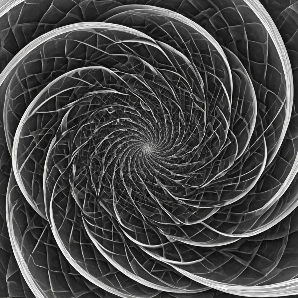 A single, selfilluminating fractal of reversed geometry, shaped like a 9,173dimensional kaleidoscopic knot of unformed space and inverted dimensionality, rotates at the center of a vast, inverted void of solidified perspectiveeach facet carved from the exact moment between a line being drawn and its refusal to extend, an angle forming and dissolving into nonspatial haze, a horizon bending and collapsing into pure, unmeasured disorientation. The knot does not unfoldit unfolds backward, each spiraling plane shedding a layer of structural potential that never coalesced into coherent form, reforming into ephemeral, topazveined afterimages shaped like the negative space between two eyes that never