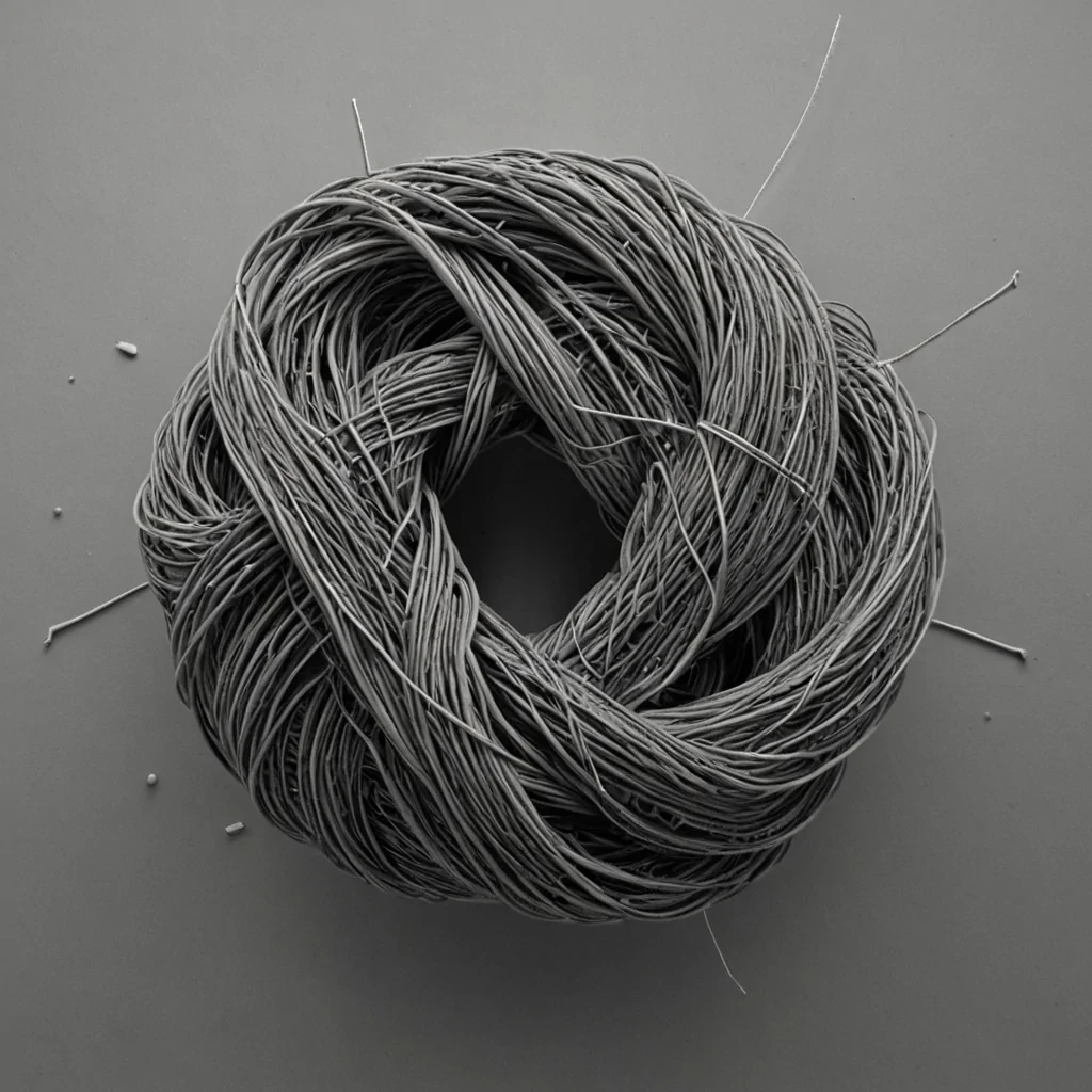 A single, selffragmenting knot of reversed thought, shaped like a 13,782dimensional tangle of unformed intention and inverted cognition, pulses in the center of a vast, inverted mindfield of solidified blanknesseach strand woven from the exact moment between a decision forming in the mind and its refusal to manifest, a memory surfacing in the subconscious and dissolving into nonremembered void, a word forming on the tongue and collapsing into pure, unmeasured nonmeaning. The knot does not contain ideasit uncontains them, each unraveling thread shedding a layer of conceptual potential that never coalesced into coherent understanding, reforming into ephemeral, amaranthveined mist that drift