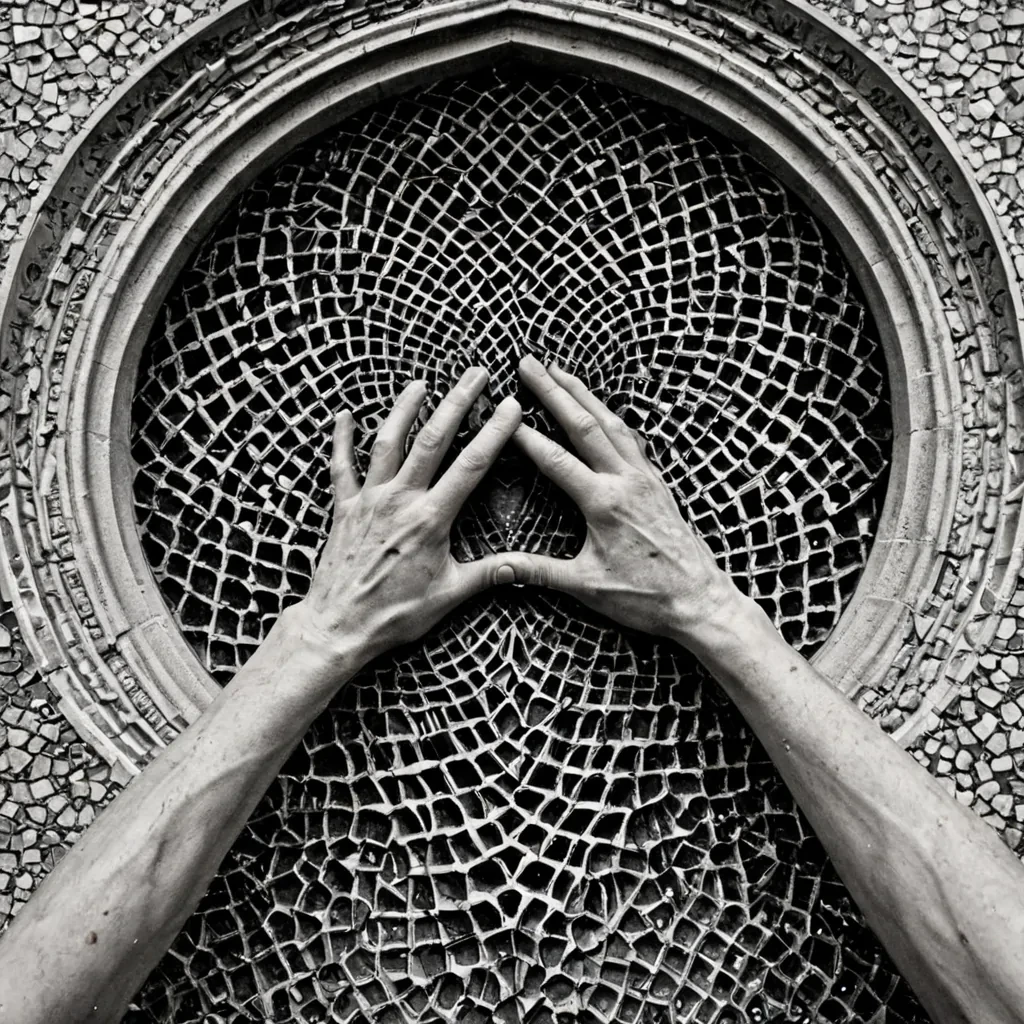 A single, selffragmenting mosaic of reversed empathy, shaped like a 3,007dimensional lattice of unformed compassion and inverted connection, drifts through the center of a vast, inverted cathedral of solidified solitude  each pillar carved from the exact moment between a hand reaching out and its refusal to touch, a word spoken in kindness and dissolving into nonrelational silence, a tear falling from an eye and collapsing into pure, unmeasured nonintimacy. The mosaic does not transmit emotion  it untransmits it, each fractured shard shedding a layer of affective potential that never coalesced into shared understanding, reforming into ephemeral, moonstoneveined afterimages shaped like the space between two hearts