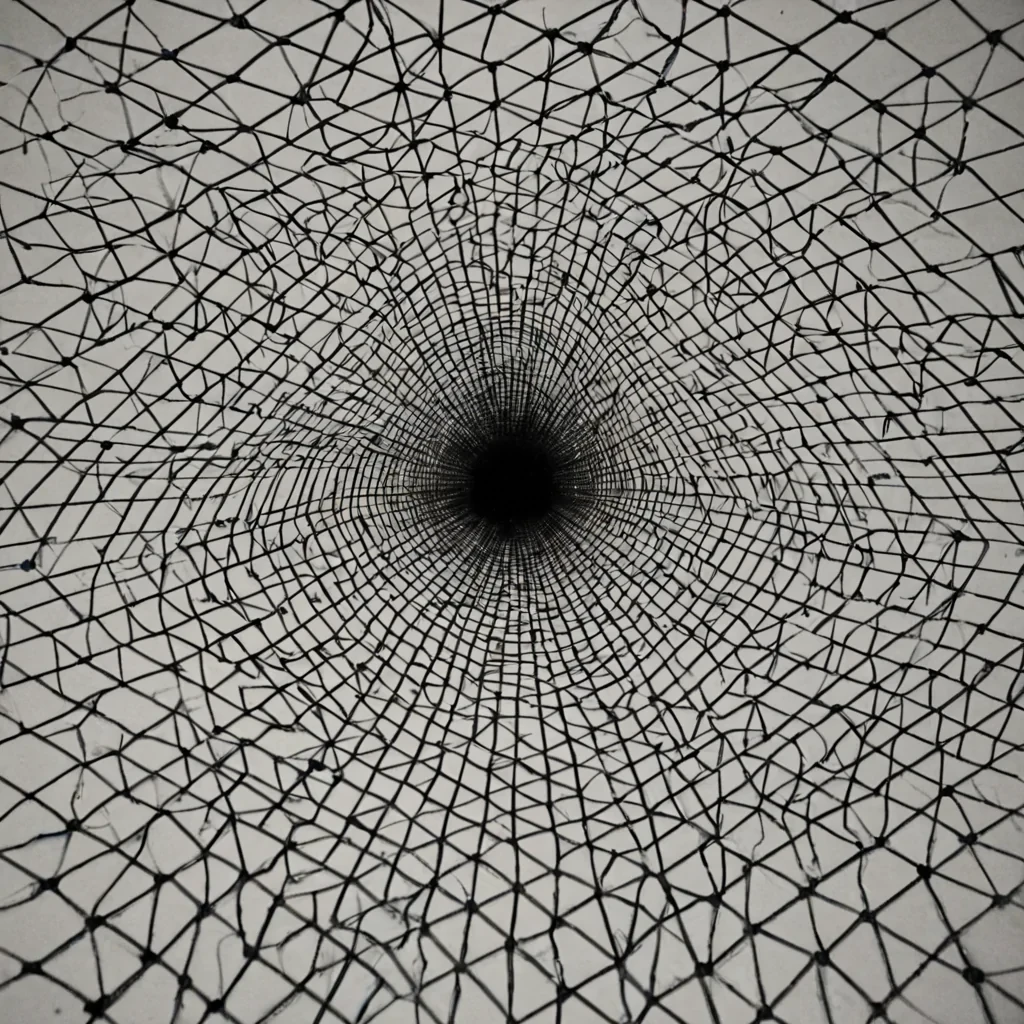 A single, selfrewriting constellation of reversed silence, shaped like a 1,000,000,000,000dimensional lattice of unformed quiet and inverted stillness, drifts through the center of a vast, inverted symphony of solidified noise  each instrument carved from the exact moment between a note being struck and its refusal to vibrate, a breath before a scream and its collapse into nonaudible calm, a heartbeat syncing with a distant thunderclap and dissolving into pure, unmeasured hush. The lattice does not suppress sound  it unsuppresses it, each trembling thread shedding a layer of acoustic potential that never coalesced into audible resonance, reforming into