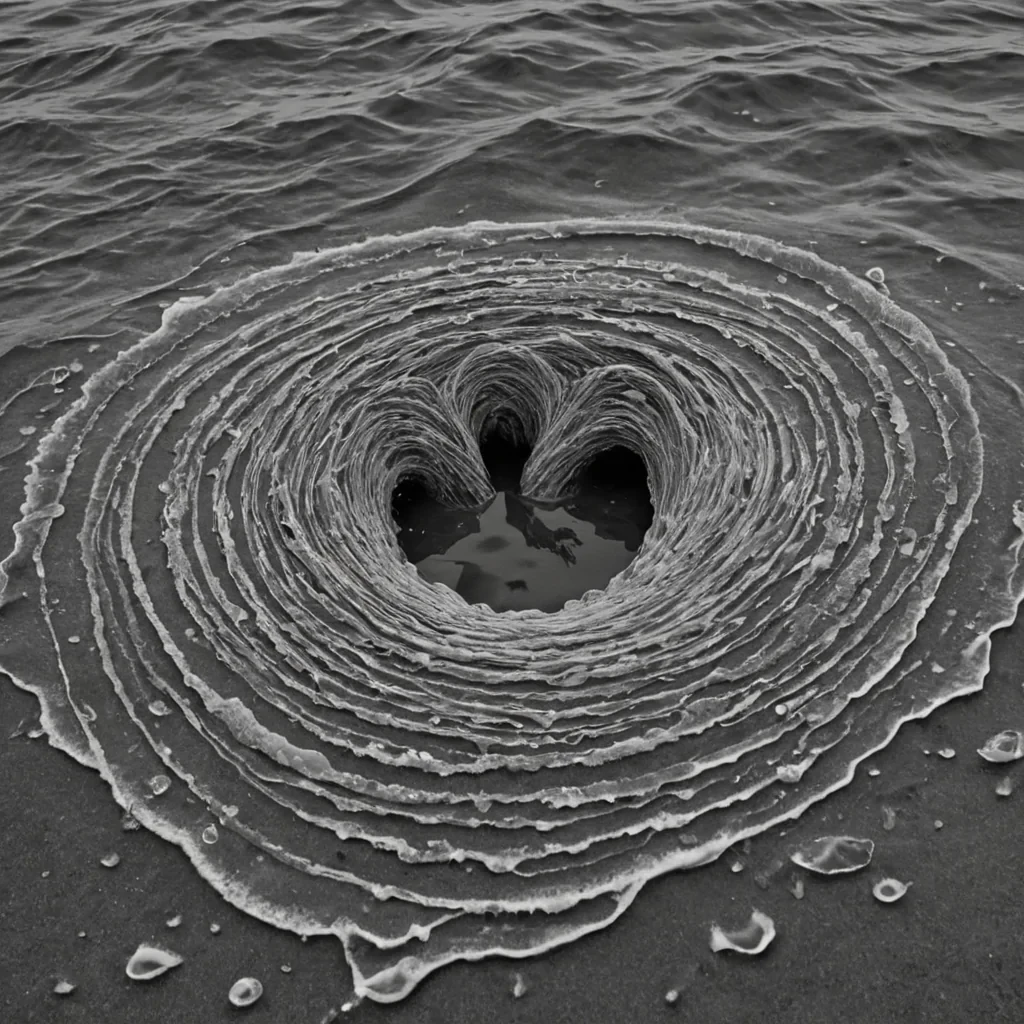 A single, selfsiphoning thread of condensed silence, shaped like a fractalized, breathing spiral of inverted empathy, drifts through the center of a vast, inverted ocean composed of the solidified tears of a civilization that communicated through the duration of synchronized, silent crying for the same unshed grief. The thread does not weepit uncries, each contraction dissolving a layer of sorrow that never coalesced into a shared lament, reforming into ephemeral, lapislaced afterimages shaped like the negative space between two cheeks that never trembled in unison during the same moment of mutual mourning. The ocean is not aqueousit is a stratified expanse of petrified sorrow, each wave a fossilized