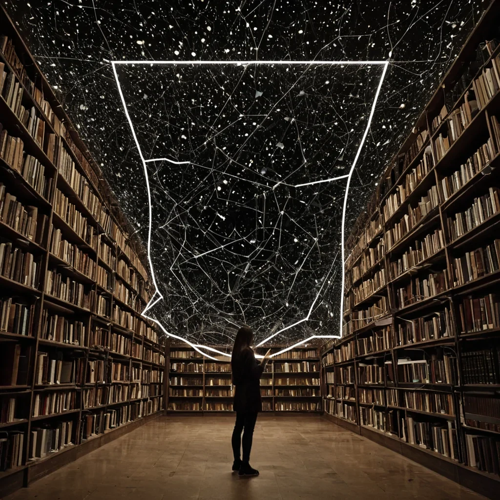 A single, selffragmenting constellation of reversed language, shaped like a 9,876dimensional tangle of unformed syntax and inverted meaning, drifts through the hollow core of a vast, inverted library of solidified silence. Each shard is spun from the exact moment between a word being spoken and its refusal to resonate, a sentence forming in the mind and dissolving into nongrammar, a breath syncing with the rhythm of a forgotten phrase and collapsing into pure, unmeasured noncommunication. The constellation does not convey thoughtit unconveys it, each shimmering fragment shedding a layer of linguistic potential that never coalesced into truth, poetry, or the weight of being understood. As it fractures backward through the infinite