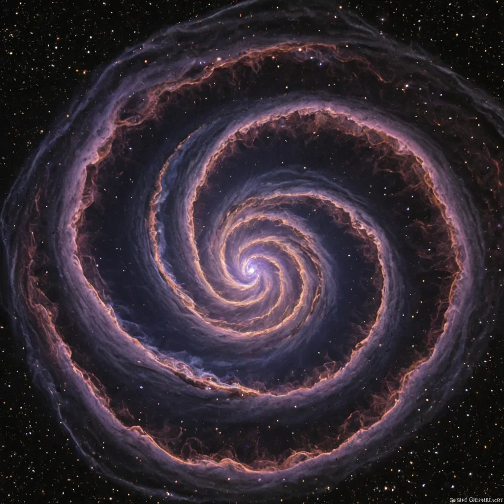 A single, selfigniting filament of woven shadow, shaped like a spiraling, nonEuclidean thread of reversed entropy, drifts through the center of a vast, inverted nebula composed of compressed, unobserved moments of laughter from a civilization that communicated through the duration of synchronized, silent chuckling into the void. The filament does not burnit unlaughs, each flicker dissolving a layer of joy that never coalesced into a shared echo, reforming into ephemeral, amethystveined afterimages shaped like the negative space between two mouths that never curved in unison in the same moment of mutual absurdity. The nebula is not gaseousit is a stratified expanse of petrified