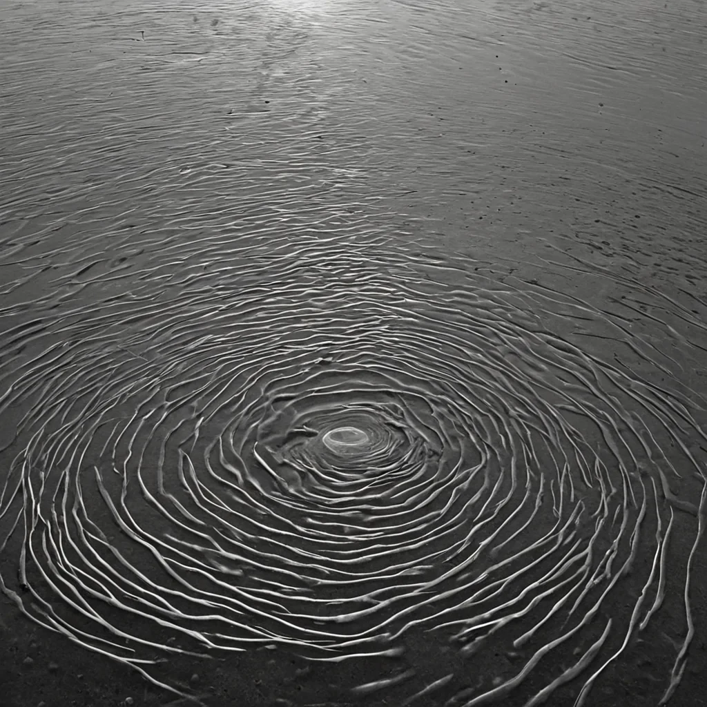 A single, selfilluminating filament of inverted empathy pulses through the core of a floating, inverted lagoon of solidified moonlight, its structure not water or sand but woven from the thermal afterimage of a thousand unshared dreams that never drifted across the surface of a world that never slept. The filament does not reflectit unfeels, each pulse dissolving a moment of emotional resonance into its original stillness, releasing a wave of negative entropy that fractures the fabric of longing into a drifting mist of translucent, geometric ripples, each one etched with the chromatic echo of a hand that never reached to touch the shore of a sea that never existed. The lagoons edges are not definedthey are frozen instants of tide