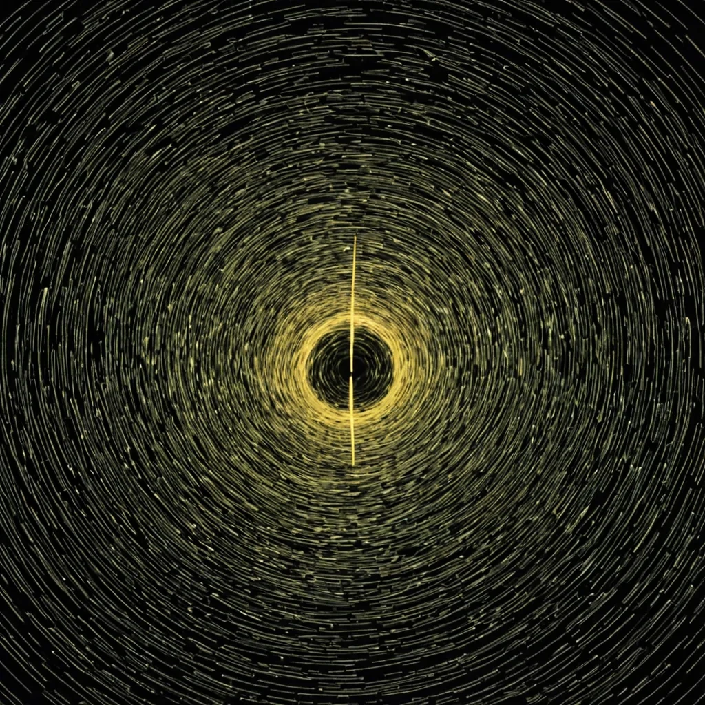 A single, selfreflecting filament of solidified static, shaped like a spiraling, nonsymmetrical mosaic of reversed signal interference, pulses at the center of a vast, suspended datavoid where the walls are not made of glass or metal, but of the compressed, untransmitted fragments of a civilization that communicated through the duration of synchronized silence between radio transmissions. The filament does not transmitit unreceives, each twist dissolving a layer of frequency that never coalesced into meaning, reforming into ephemeral, pixelated auroras shaped like the negative space between two antennae that never aligned in the same moment of mutual disconnection. The void is not emptyit is a layered expanse of petrified bandwidth,