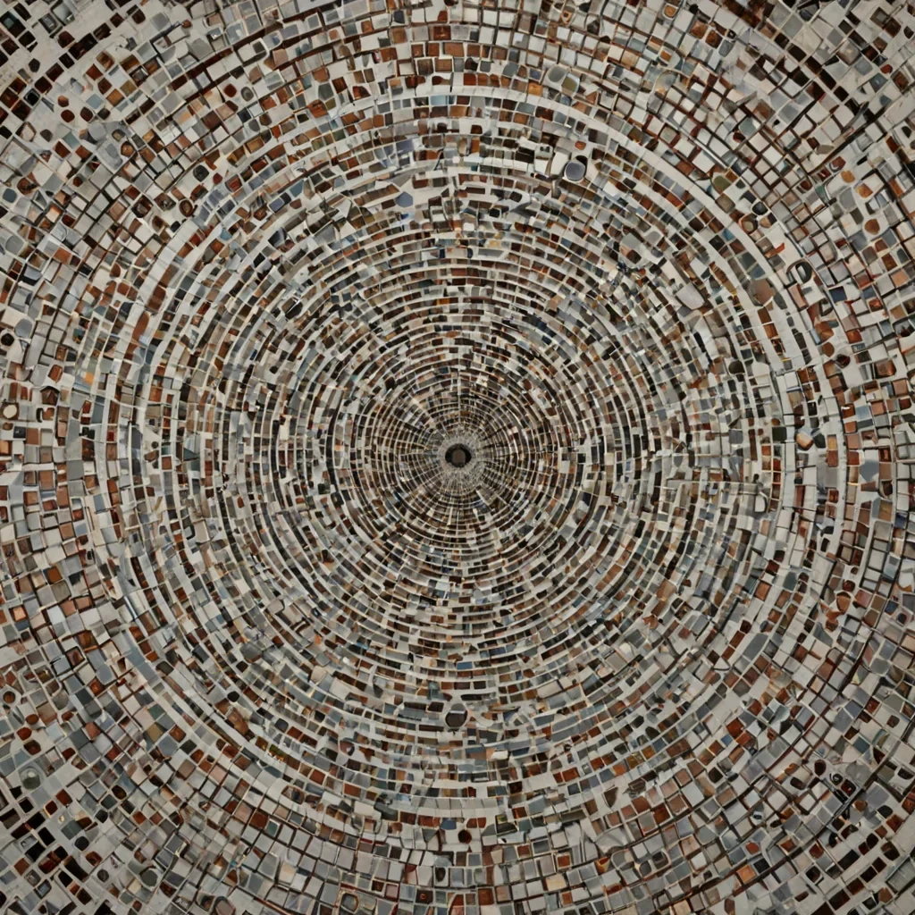 A single, selfreflecting mosaic of reversed gravity, shaped like a 1,000,000,000,000dimensional kaleidoscope of unformed weightlessness and inverted mass, rotates in the center of a vast, inverted observatory of solidified fall  each telescope carved from the exact moment between a stone being dropped and its refusal to accelerate, a leaf drifting and dissolving into nonkinetic suspension, a star collapsing and collapsing again into pure, unmeasured antiattraction. The mosaic does not defy gravityit undefies it, each shifting tile shedding a layer of gravitational potential that never coalesced into downward motion, reforming into ephemeral, chromef