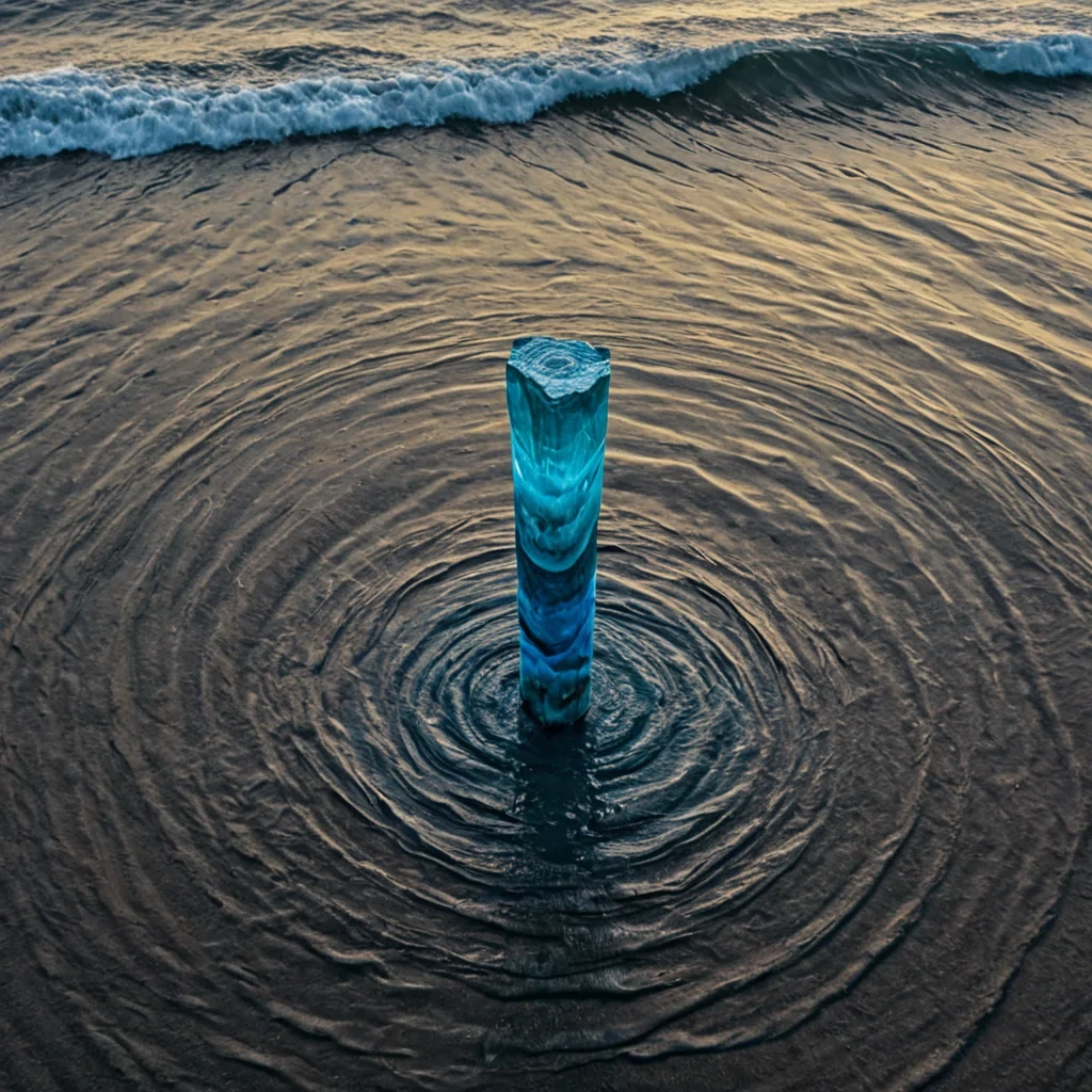 A single, selfrotating column of solidified silence rises from the center of a floating, inverted ocean of liquidized memory, its surface not smooth but etched with the thermal afterimage of a single, unrecalled dream that never ended. The column does not standit spirals inward with each breath, compressing the emotional weight of a lifetime of forgotten moments into a dense, cobalt core that hums with the subharmonic resonance of a name that never had to be whispered. The oceans waves are not waterthey are layered strata of petrified nostalgia, each crest refracting light into a spectrum of colors that only appear when viewed from the inside out. Above, the sky is not atmosphereit is a visc