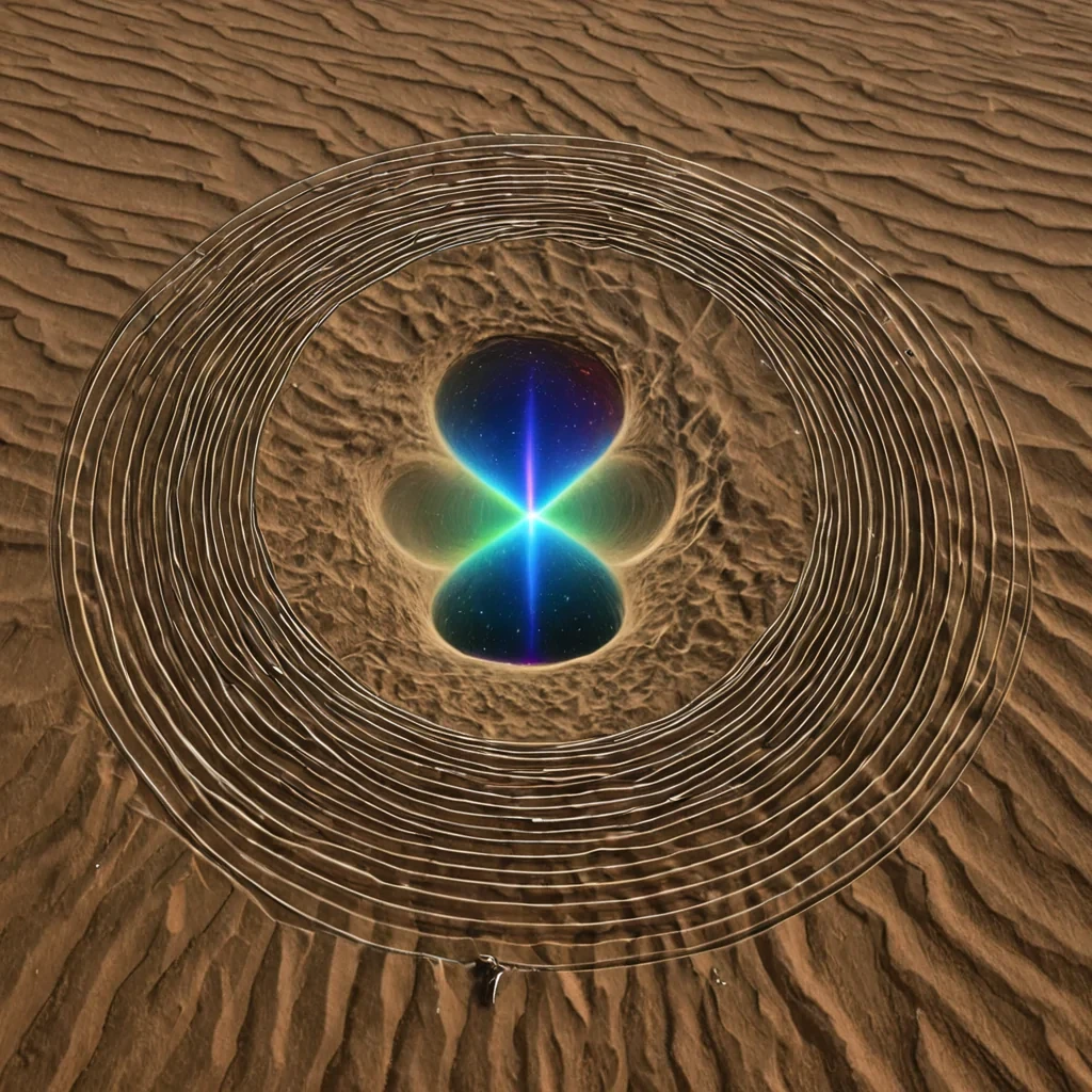 A single, selfsustaining filament of inverted gravity coils through the center of a floating, mirrored desert suspended in the vacuum between two dying stars, its structure not sand or rock but woven from the solidified silence of a thousand unspoken goodbyes that never crossed the threshold of a door. The filament does not pullit unweights, each pulse releasing a wave of zeromass resonance that dissolves the fabric of space into a shimmering, iridescent mist that refracts not light, but the thermal afterimage of a handshake that never happened. The deserts dunes are not shaped by windthey are frozen in midcollapse, their crests etched with the chromatic echo of a voice that vanished before it could be